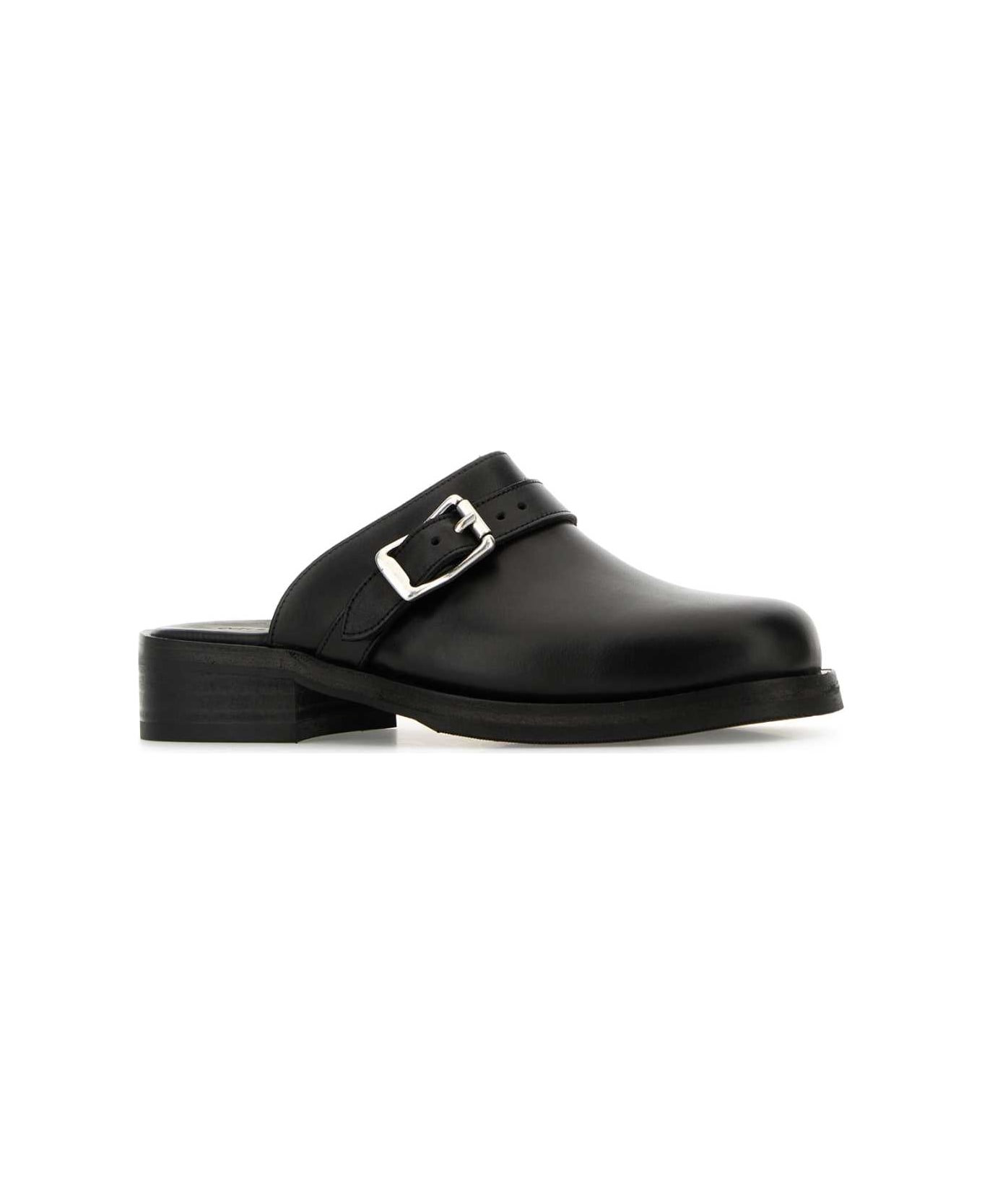 Our Legacy Black Leather Slippers - BLACK LEATHER