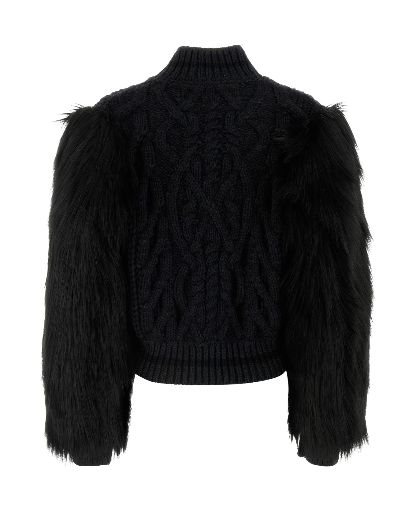 Givenchy Cable Knit Body Varsity Jacket - BLACK/GREY