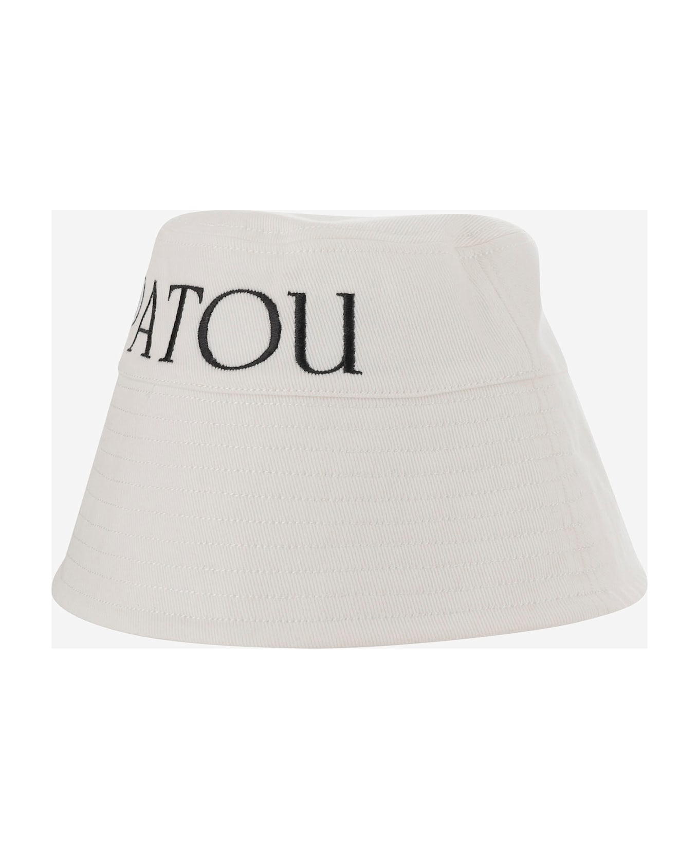 Patou Cotton Bucket Hat With Logo - White