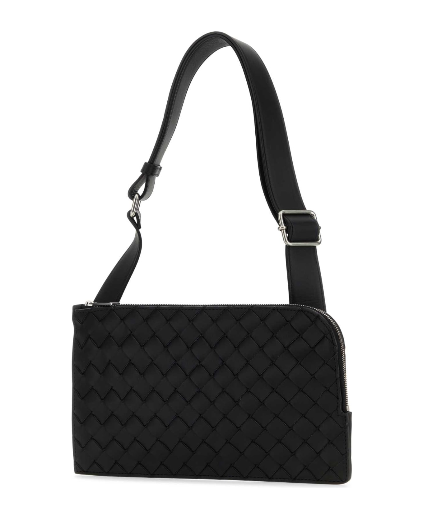 Bottega Veneta Black Leather Belt Bag - BLACKSILVER
