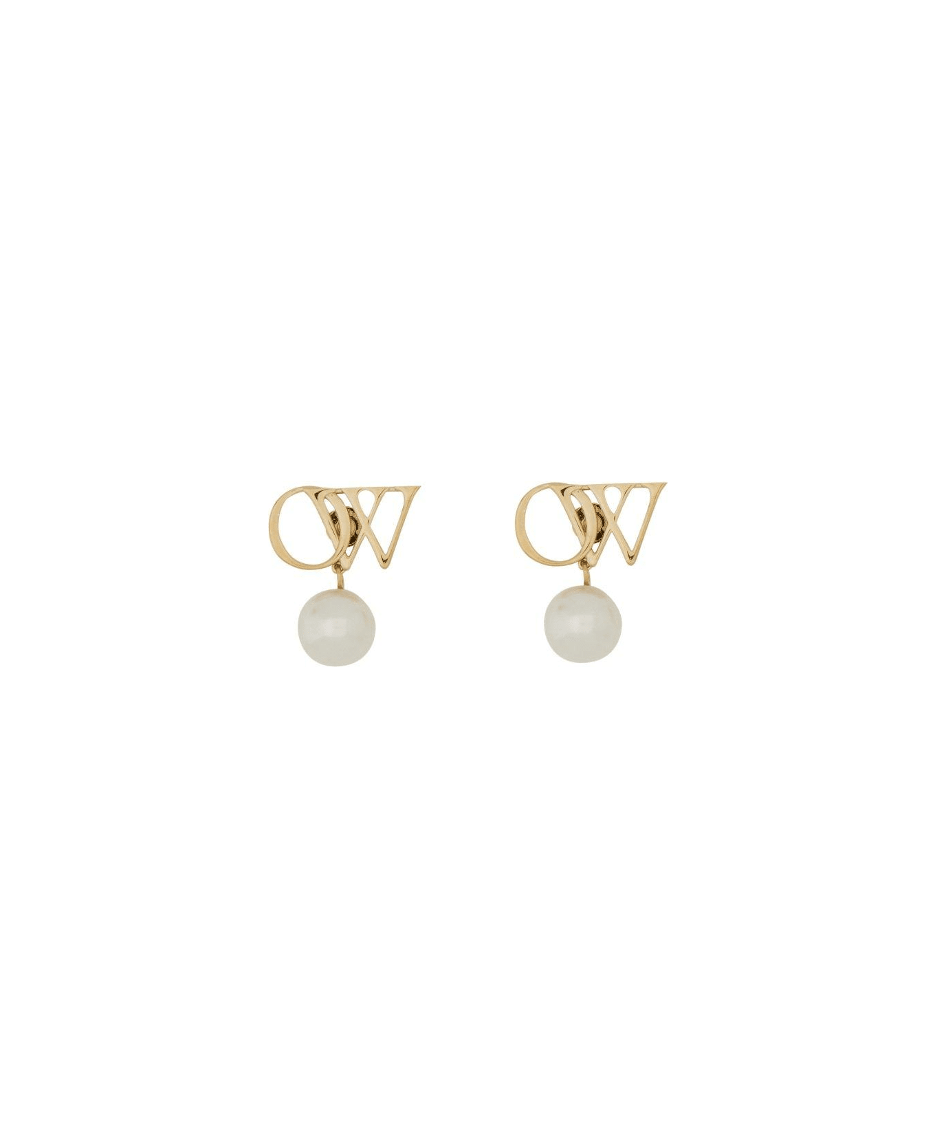 Off-White Ow Logo Plaque Drop Earrings - Gold
