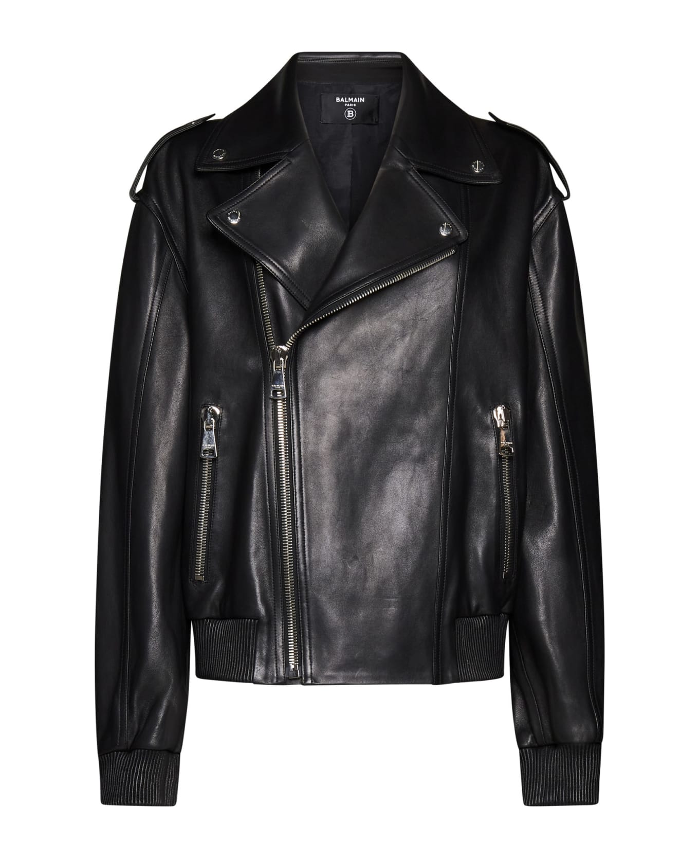 Balmain Leather Biker Jacket - Noir