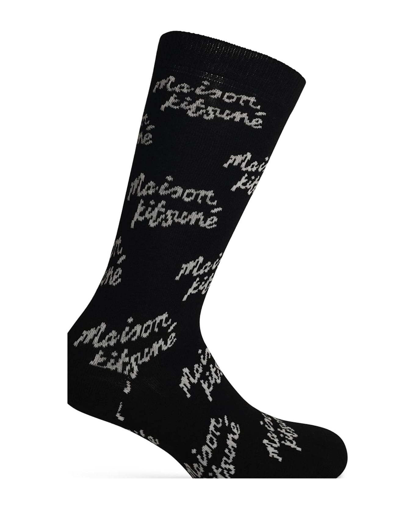 Maison Kitsuné Black Cotton Blend Socks - Black