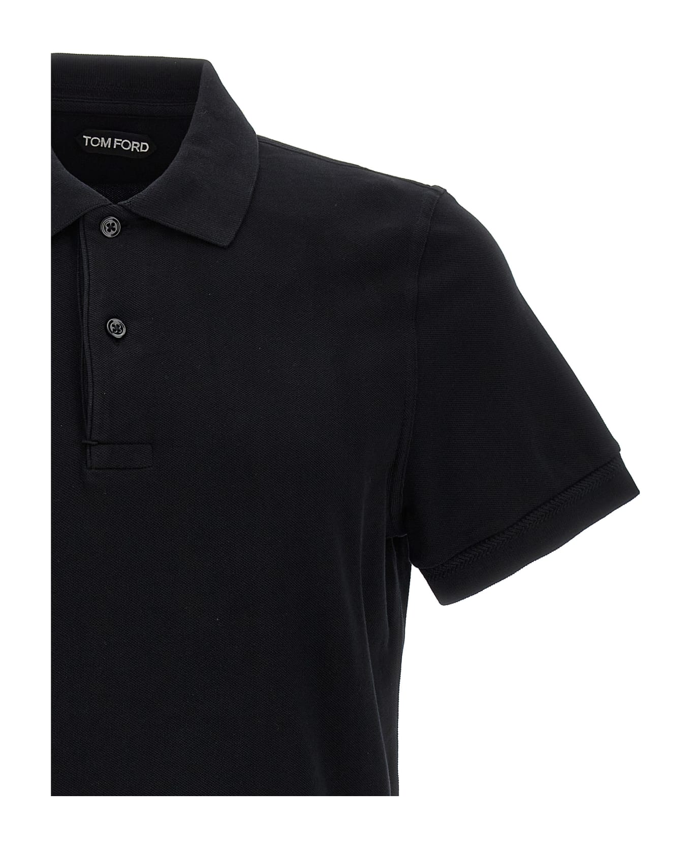 Tom Ford Logo Embroidery Polo Shirt - Black ポロシャツ