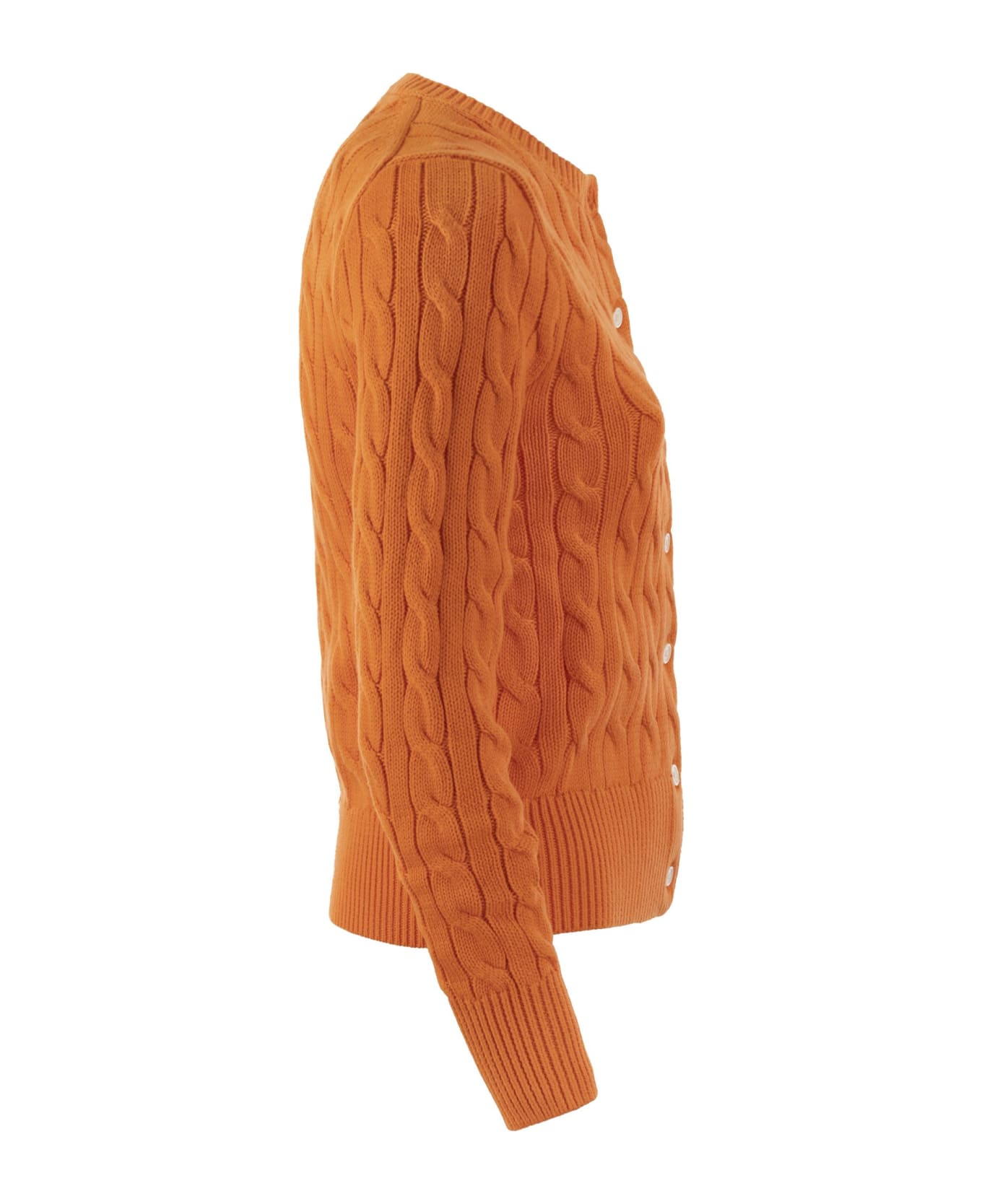 Polo Ralph Lauren Plaited Cardigan With Long Sleeves - Orange