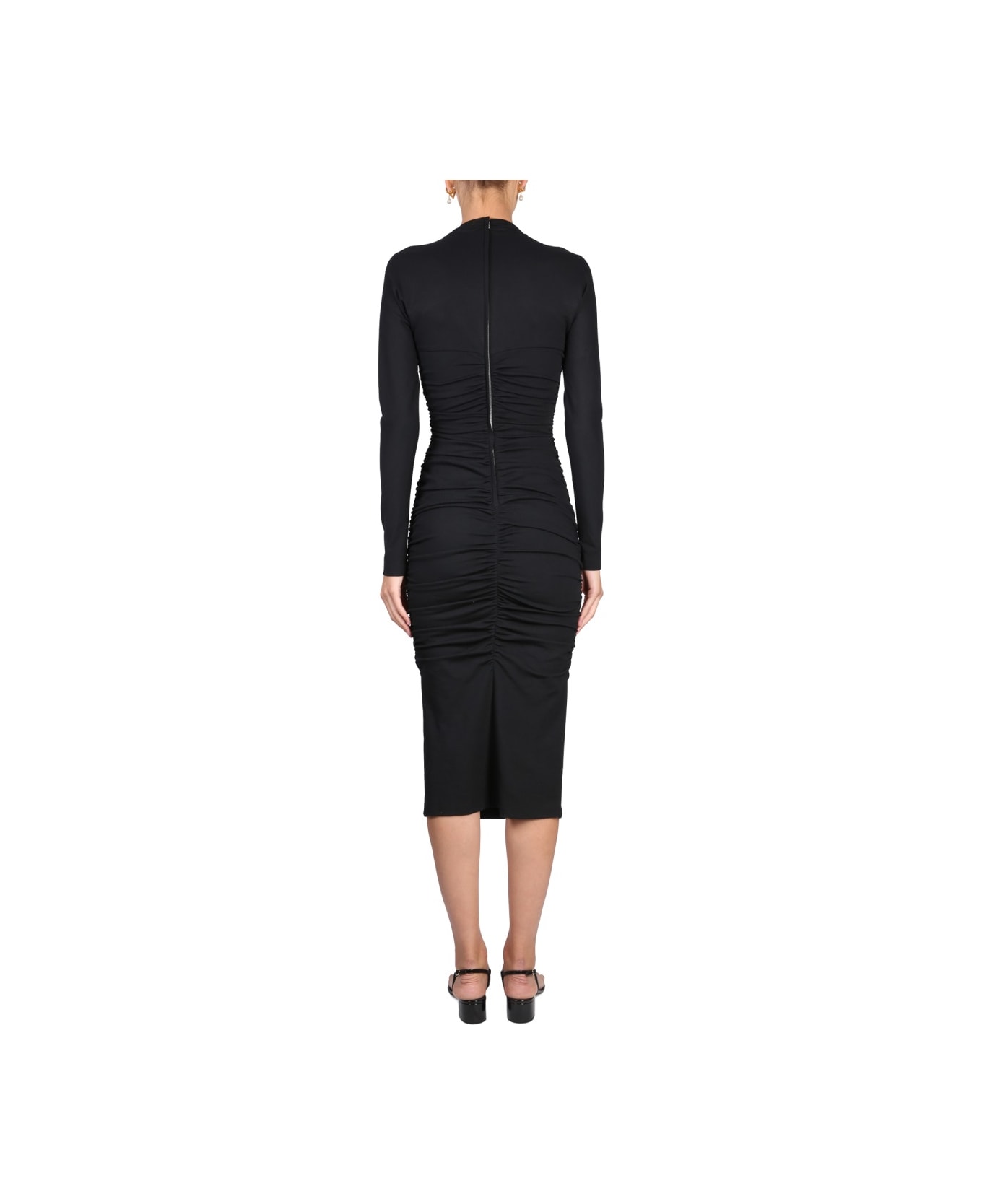 Dolce & Gabbana Longuette Dress With Cut-out - BLACK