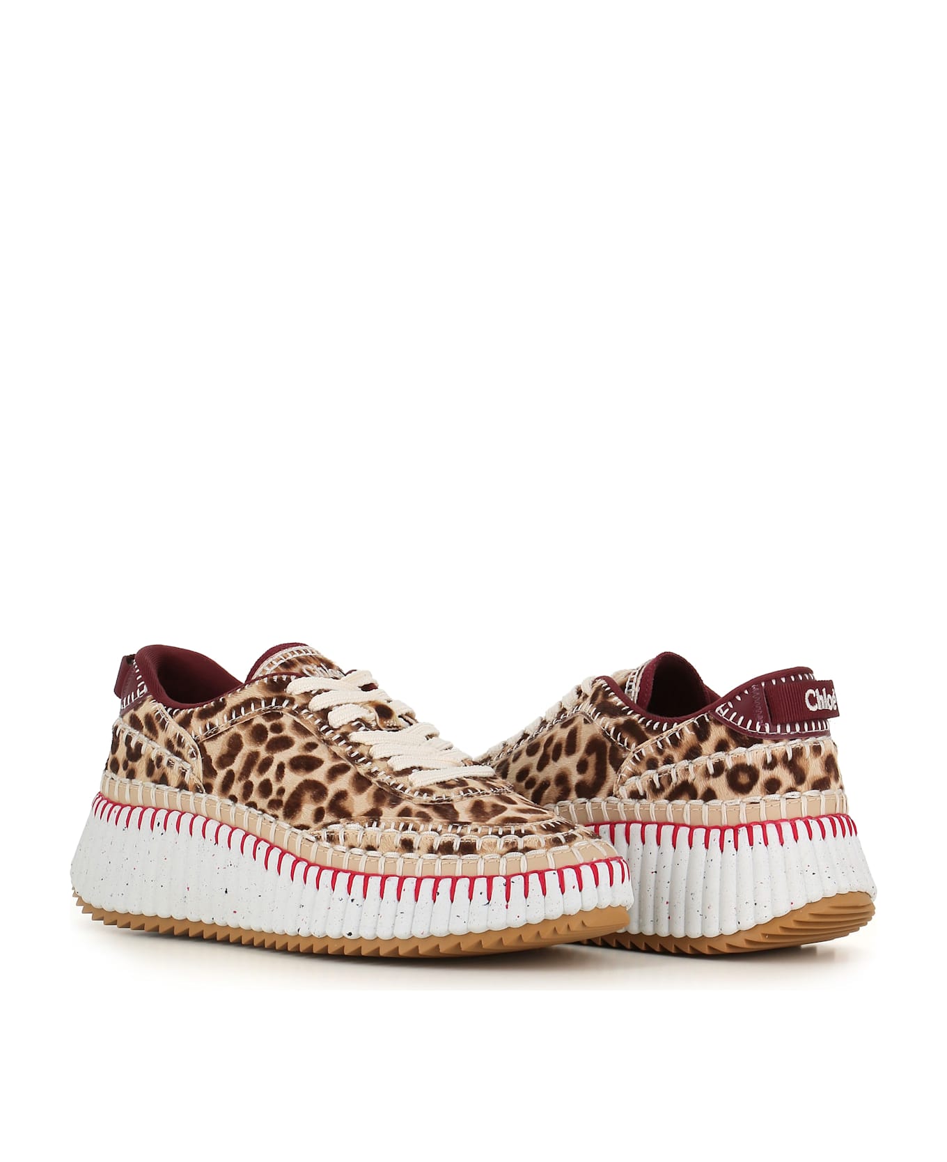 Chloé Nama Leopard-print Sneakers - Beige/rosa