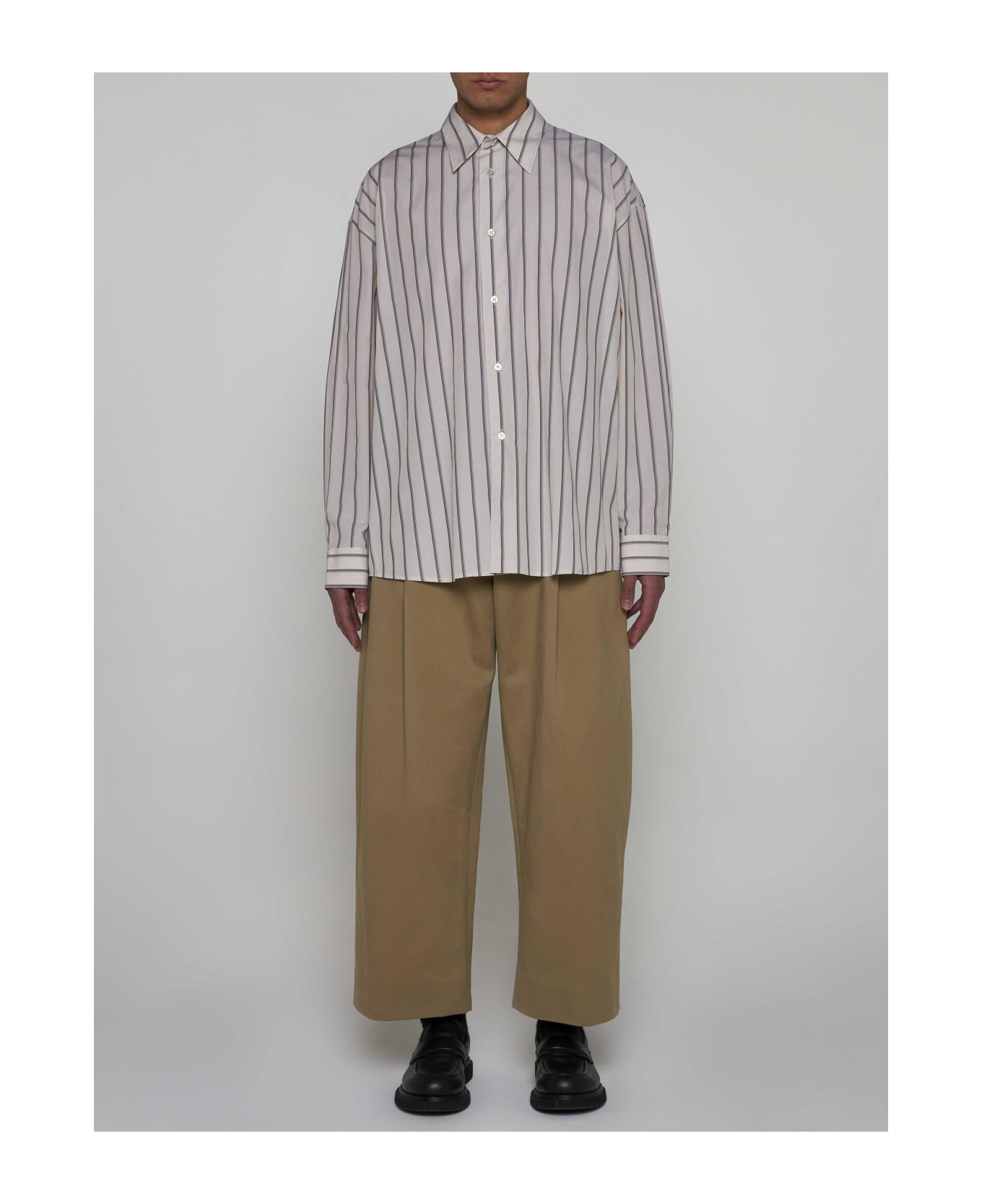 Studio Nicholson Loche Pinstriped Cotton Shirt - BEIGE