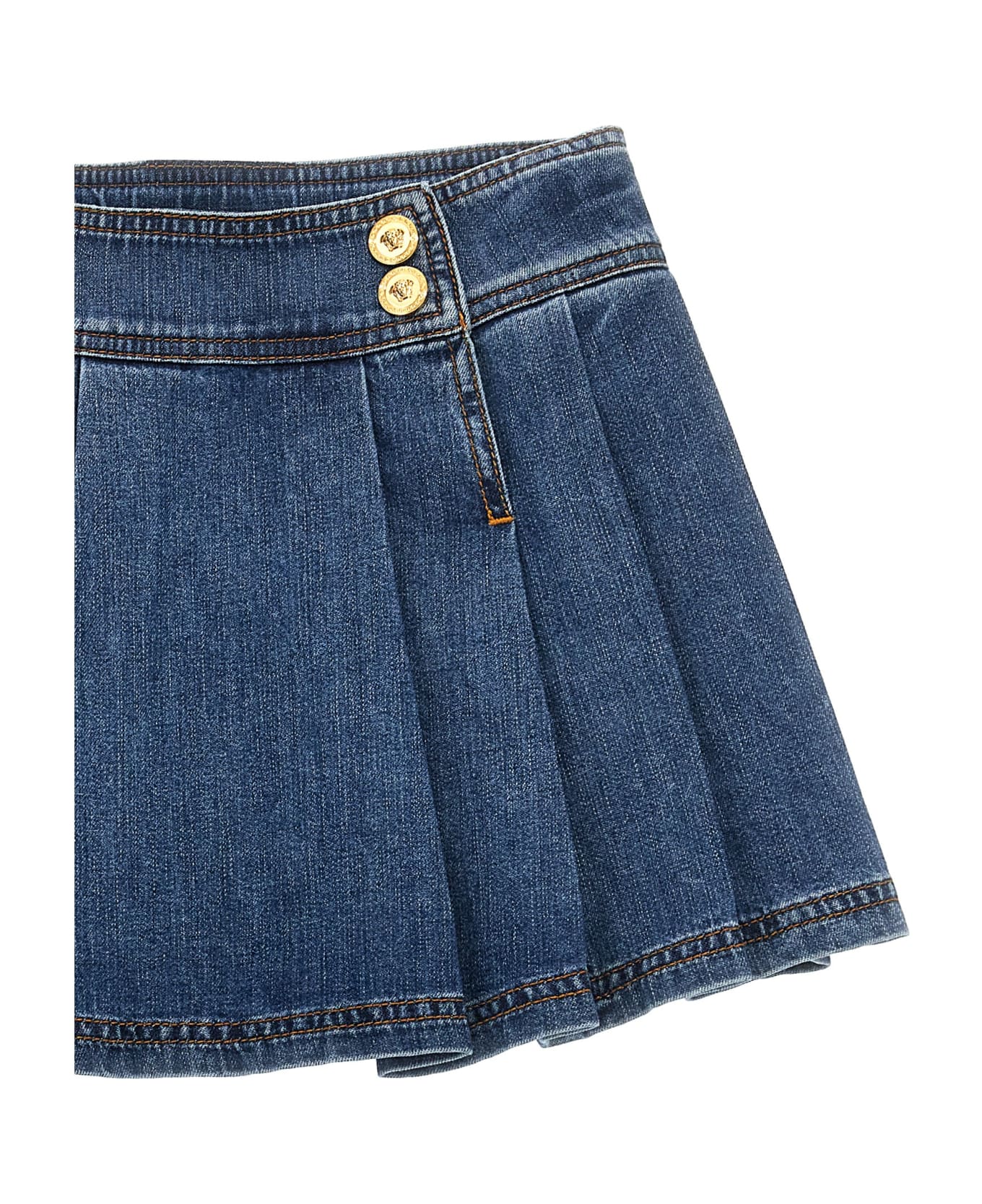 Versace 'medusa' Denim Skirt - Blue