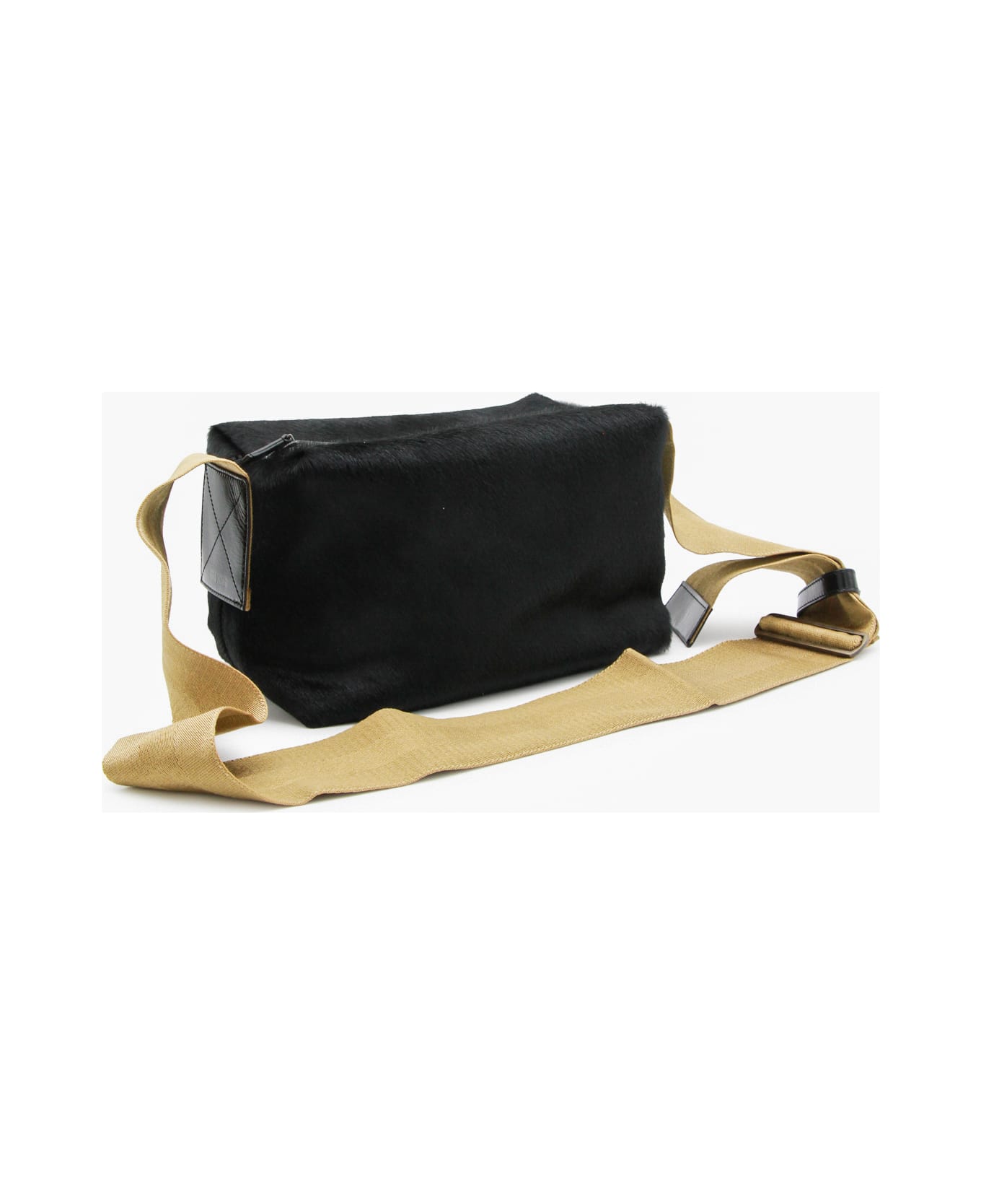 Uma Wang Black Leather Shoulder Bag - BLACK/MUSTARD