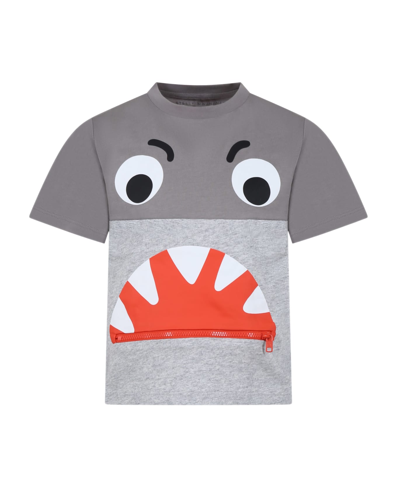 Stella McCartney Kids Gray T-shirt For Boy With Shark - Grey