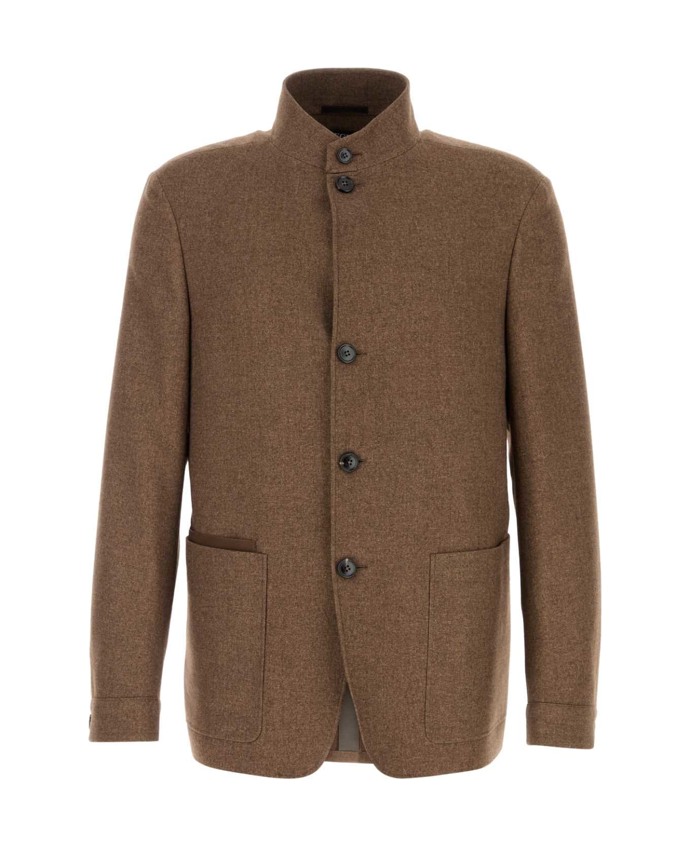 Zegna Chocolate Wool Blend Blazer - 7R