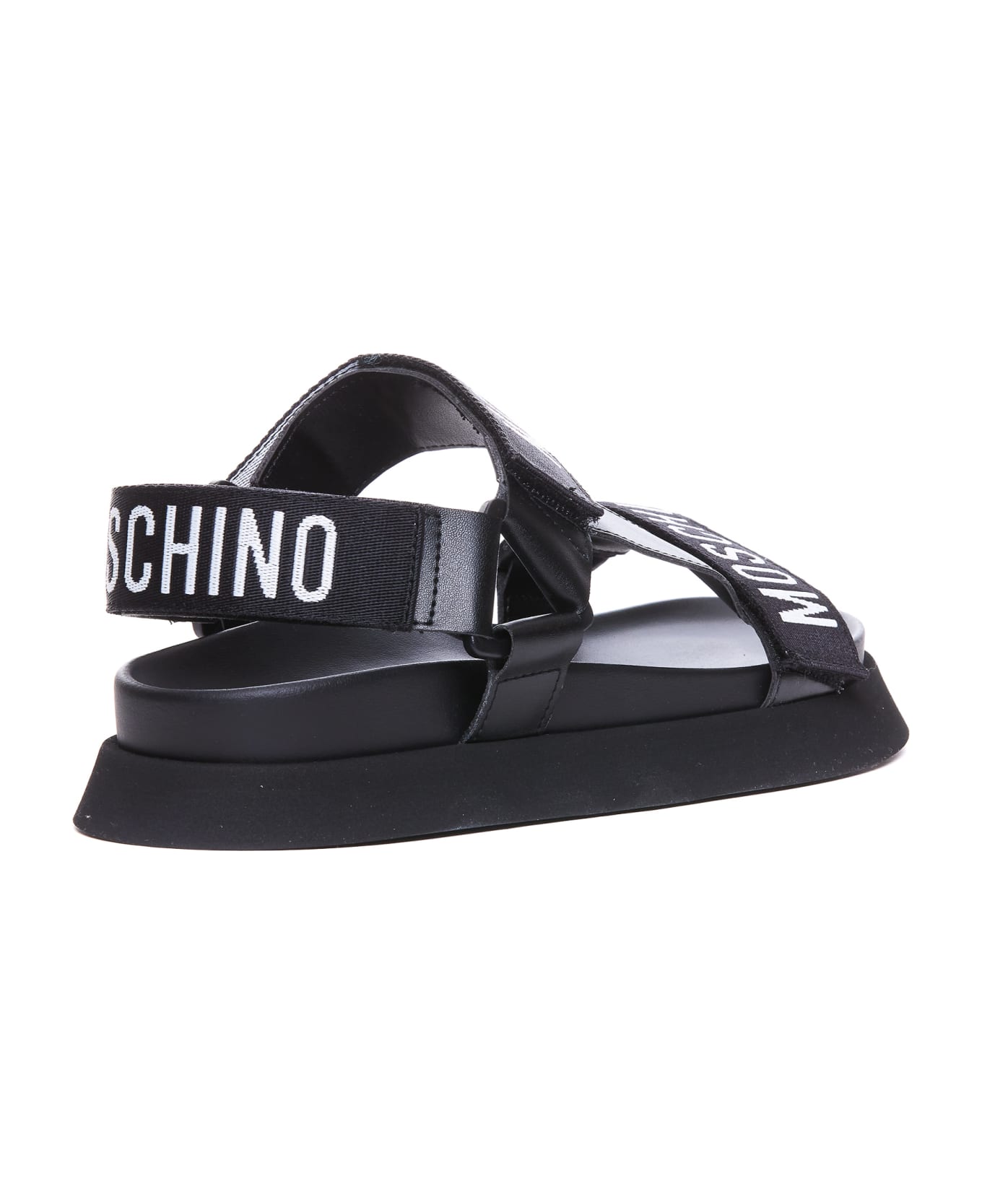 Moschino Platform Sandals Logo Tape - Black
