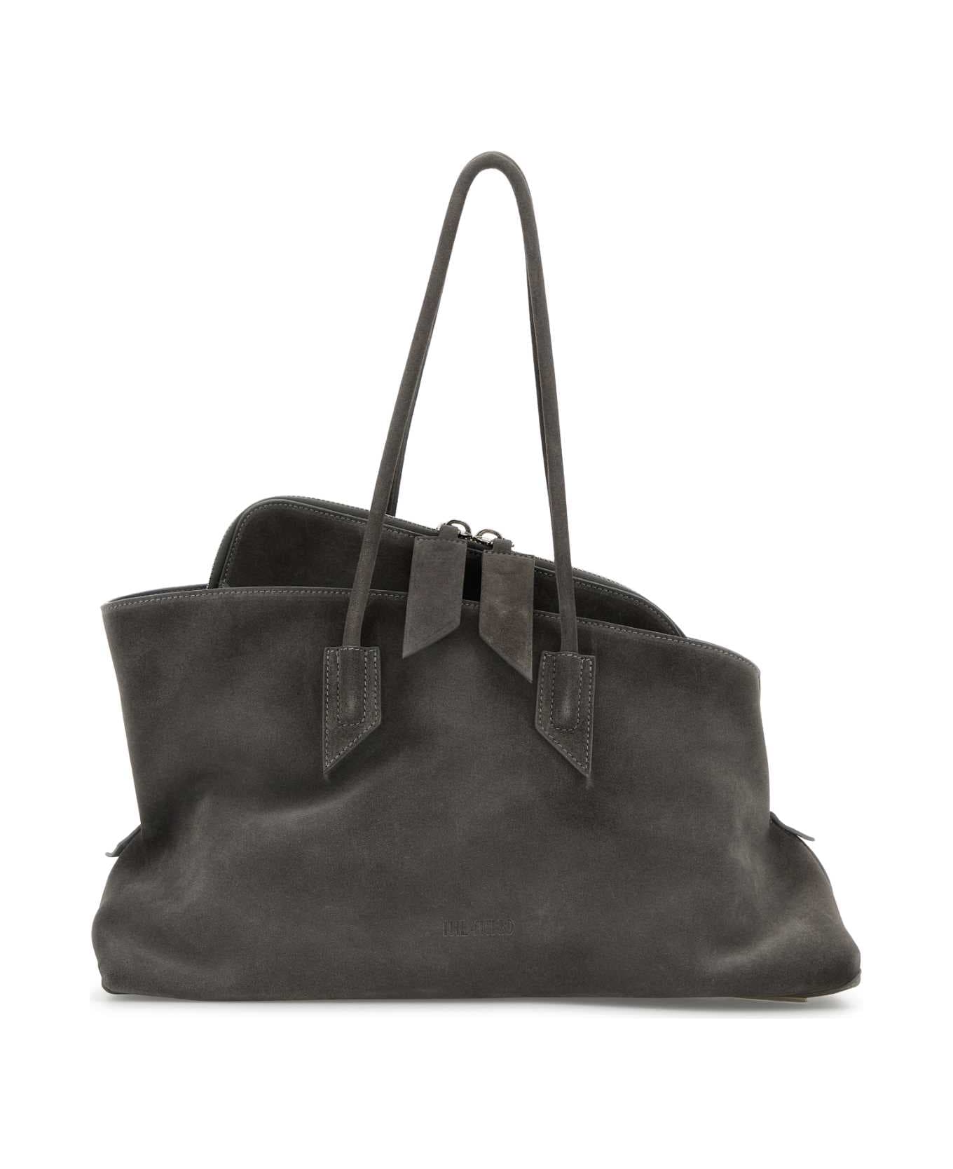 The Attico Grey Suede Medium La Passeggiata Shoulder Bag - DARKGREY