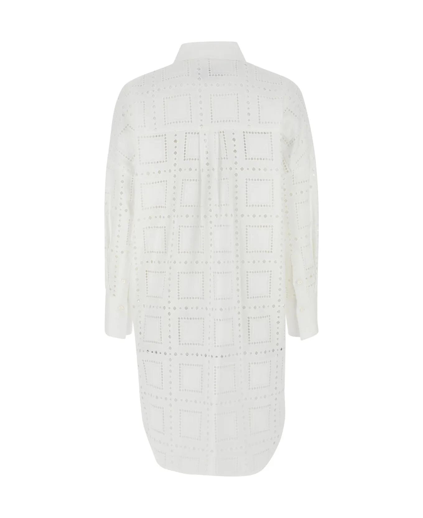 MSGM White Broderie Anglaise Shirt Dress MSGM - WHITE ワンピース＆ドレス