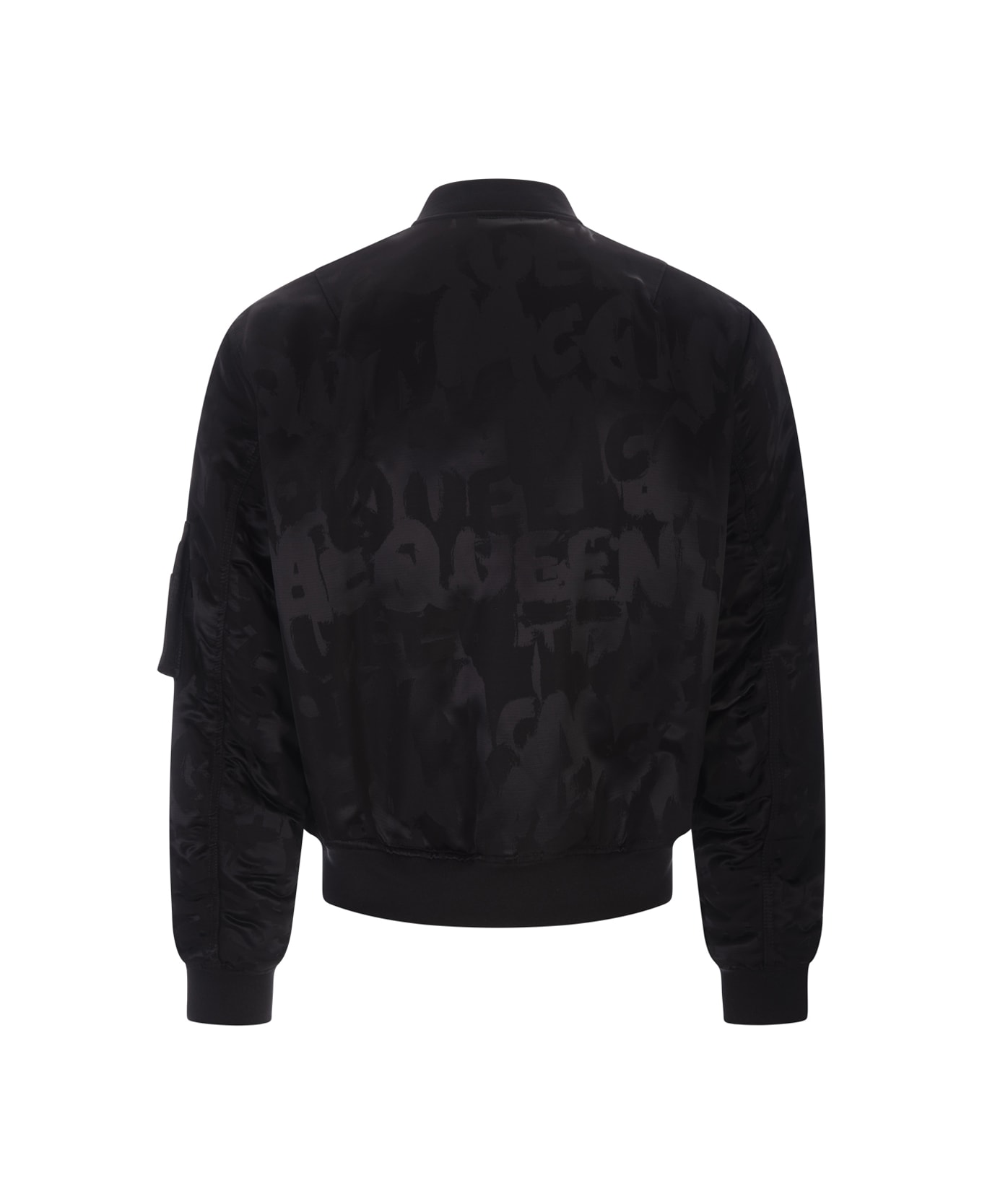Alexander McQueen Mcqueen Graffiti Bomber Jacket In Black Polyfaille - 1010