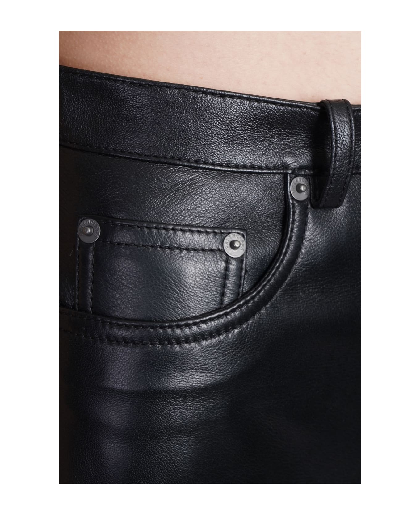 Balenciaga Pants In Black Leather - black ボトムス