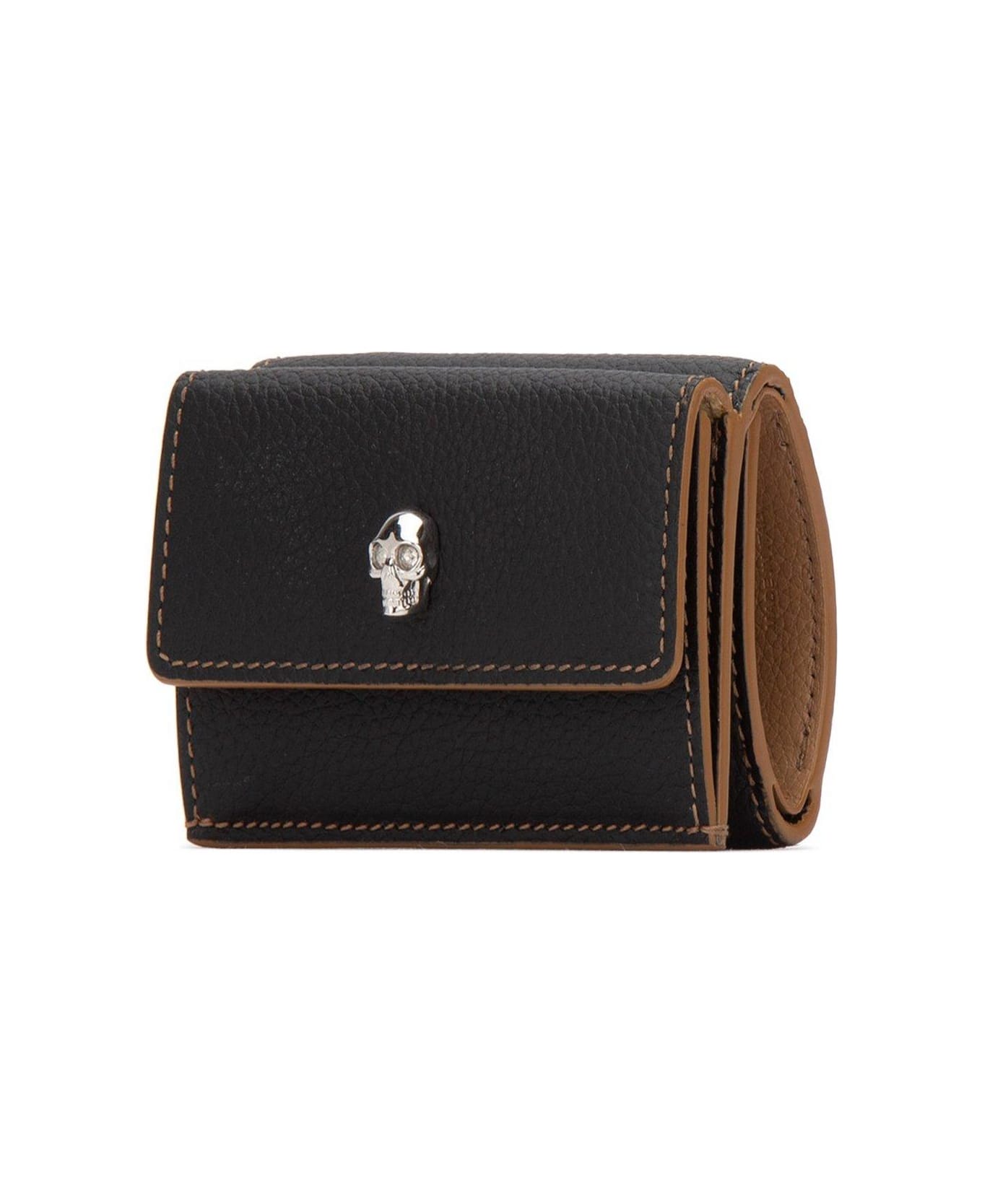 Alexander McQueen Skull Plaque Folded Wallet - Black