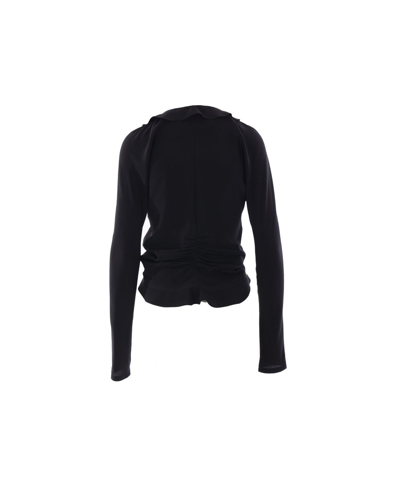 Saint Laurent Ruffled Long-sleeved Blouse - Nero