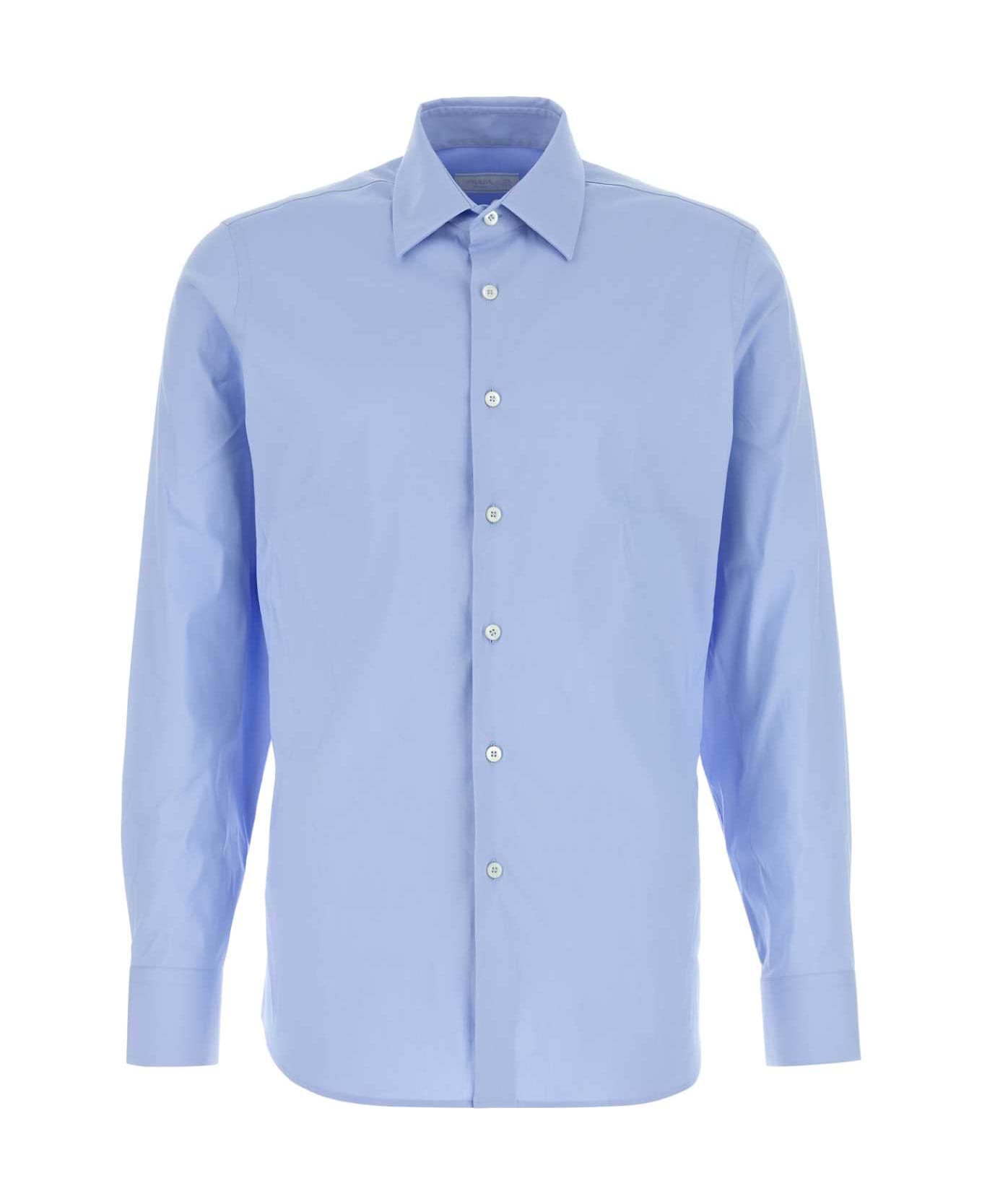 Prada Light Blue Stretch Poplin Shirt - CIELO