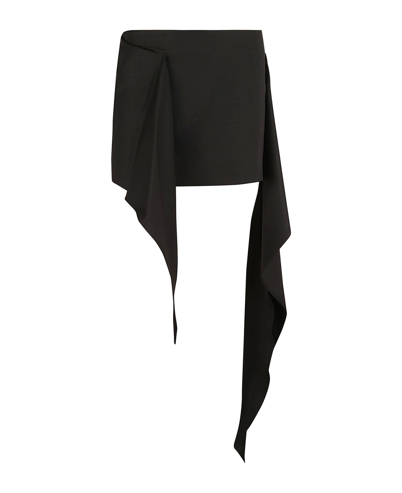 The Attico Asymmetric Short Skirt - Black