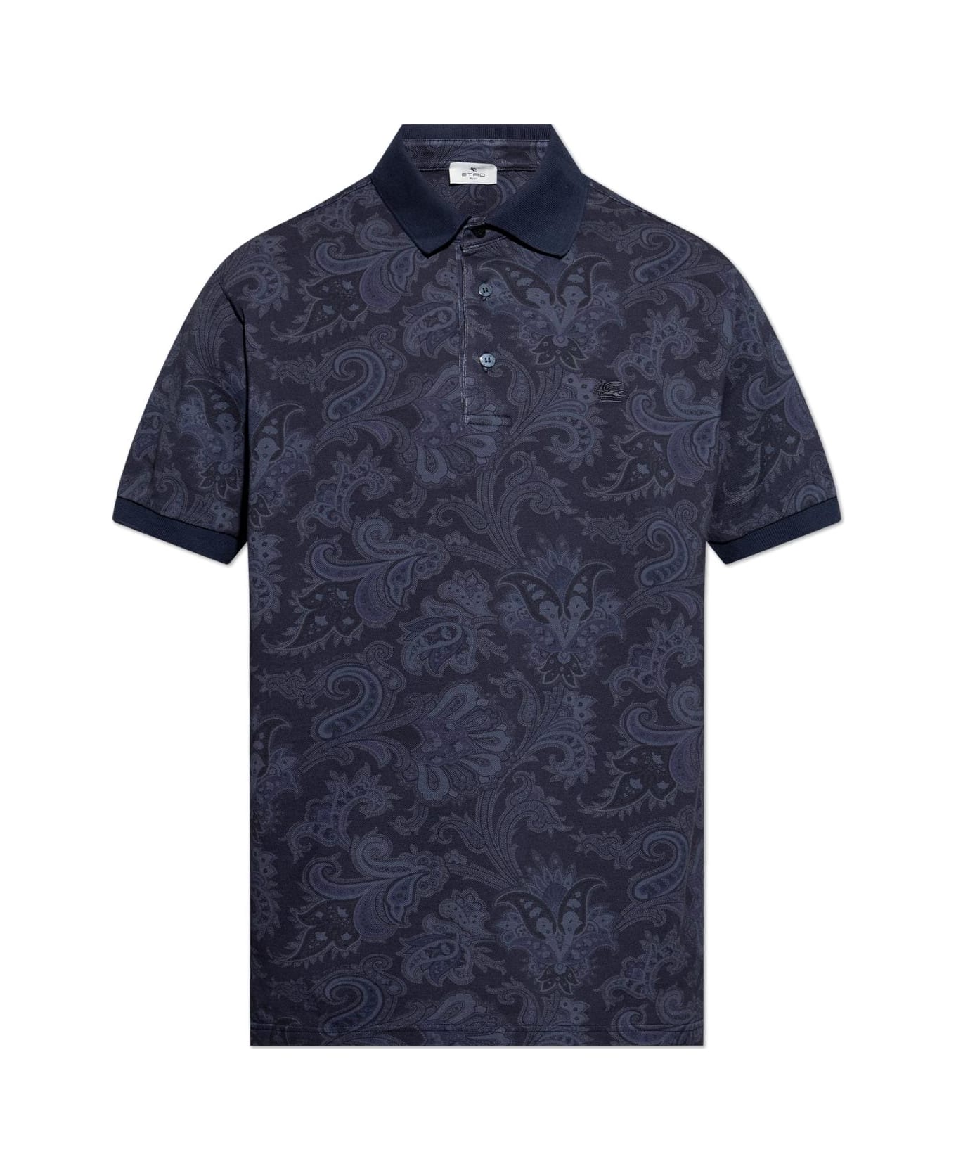Etro Cotton Polo With Decorative Pattern - Blue ポロシャツ