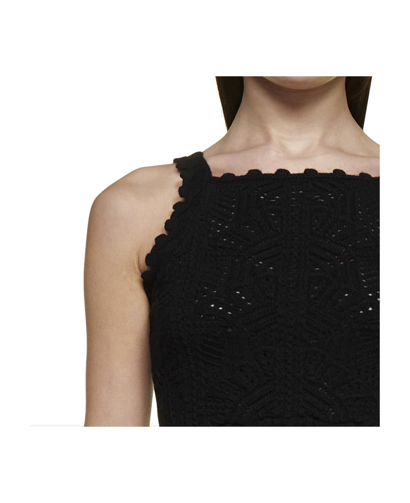 Saint Laurent Crochet Knit Top - Black トップス