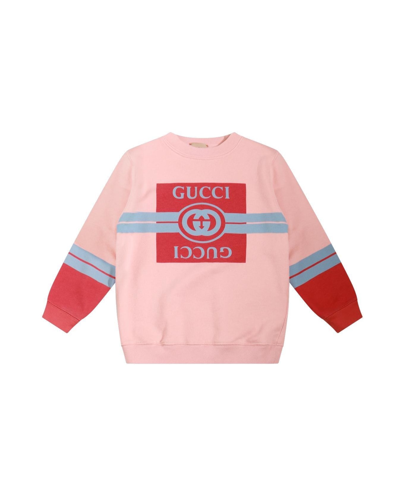 Gucci Logo Printed Crewneck Sweatshirt - Rosa