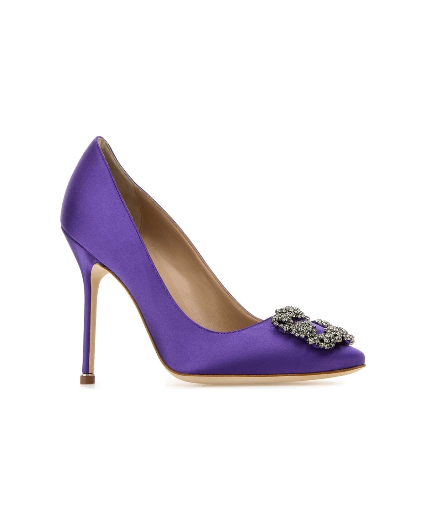 Manolo Blahnik Purple Satin Hangisi Pumps - BPUR