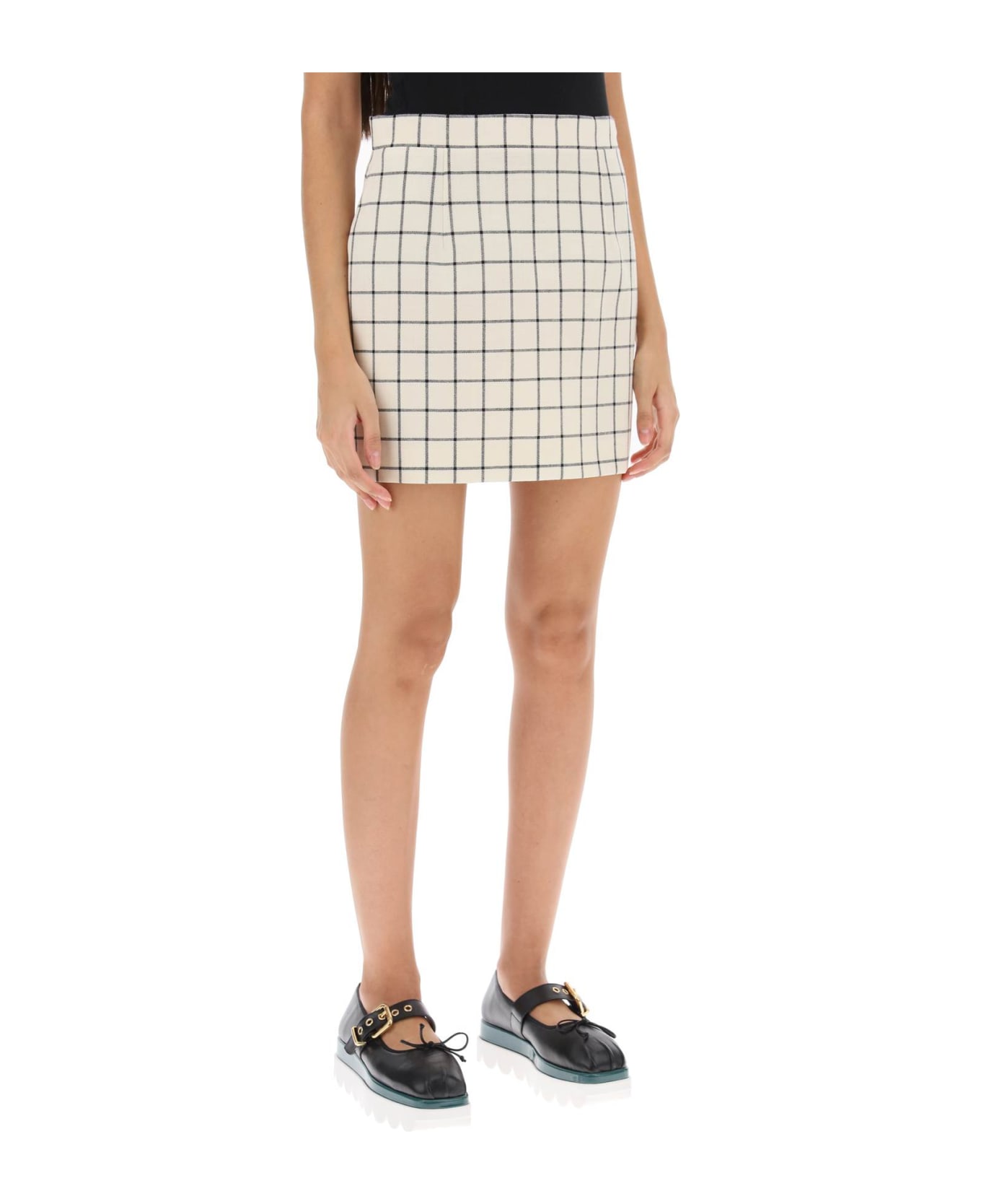 Marni Check Wool Mini Skirt - STONE WHITE (White) スカート