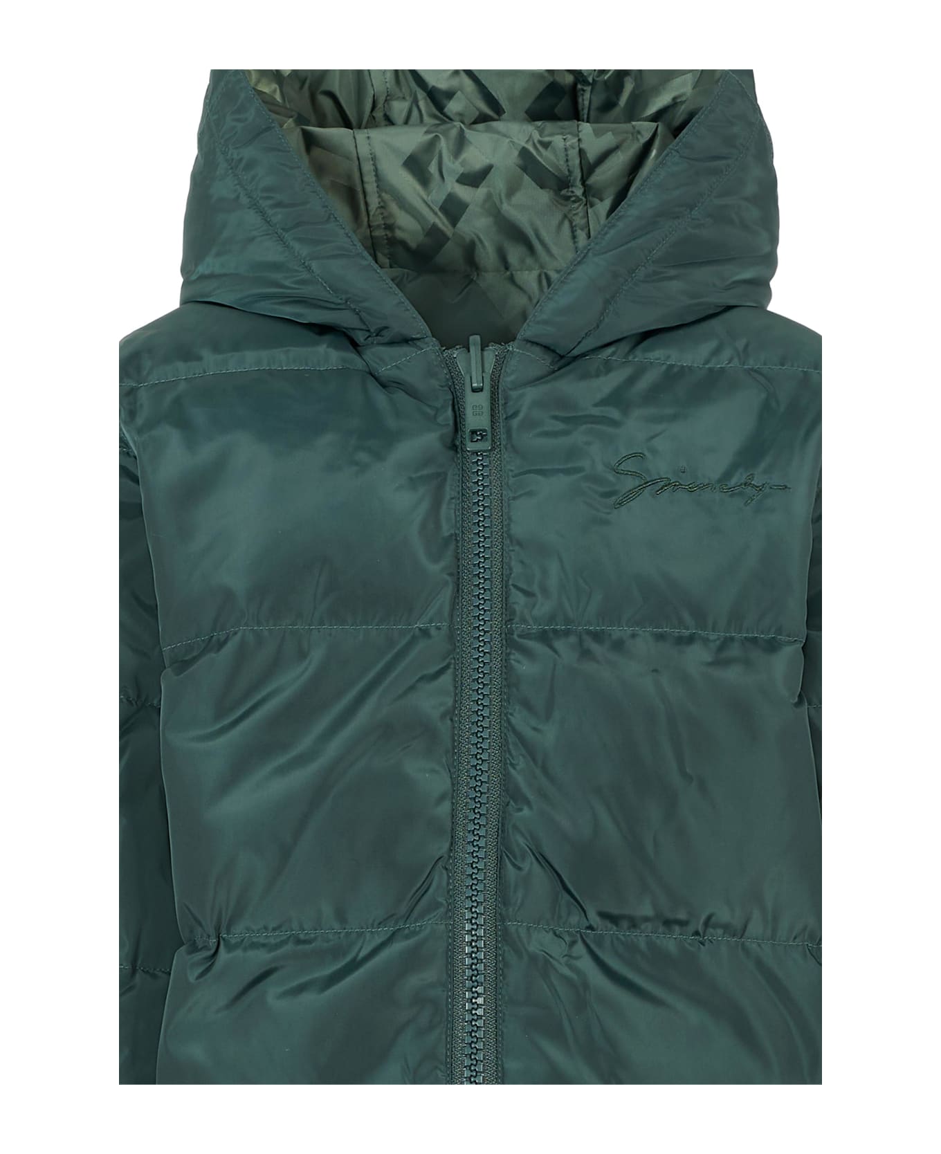 Givenchy Green Down Jacket For Kids With 4g Motif - Green