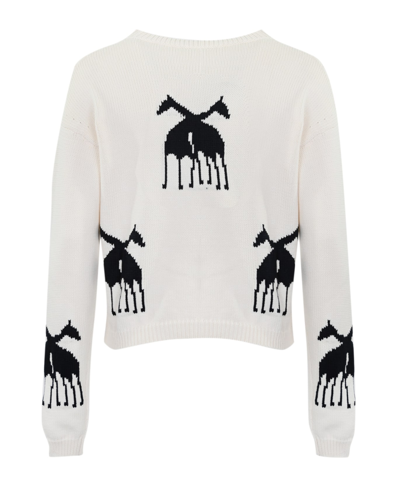 Max Mara Studio "unno" Sweater In Jacquard Cotton Blend - Dis. giraffa