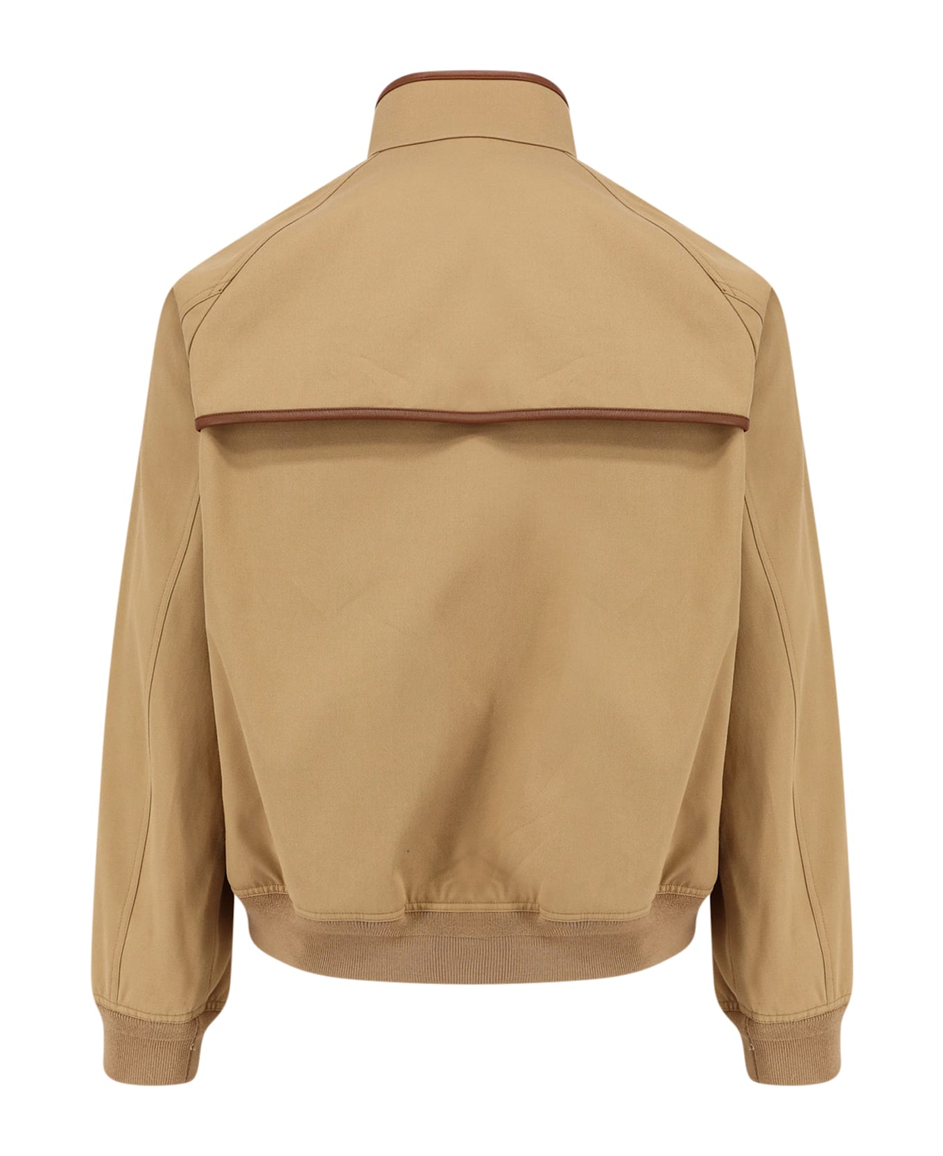 Cotton Jacket With Leather Profiles - Thumbnail 3
