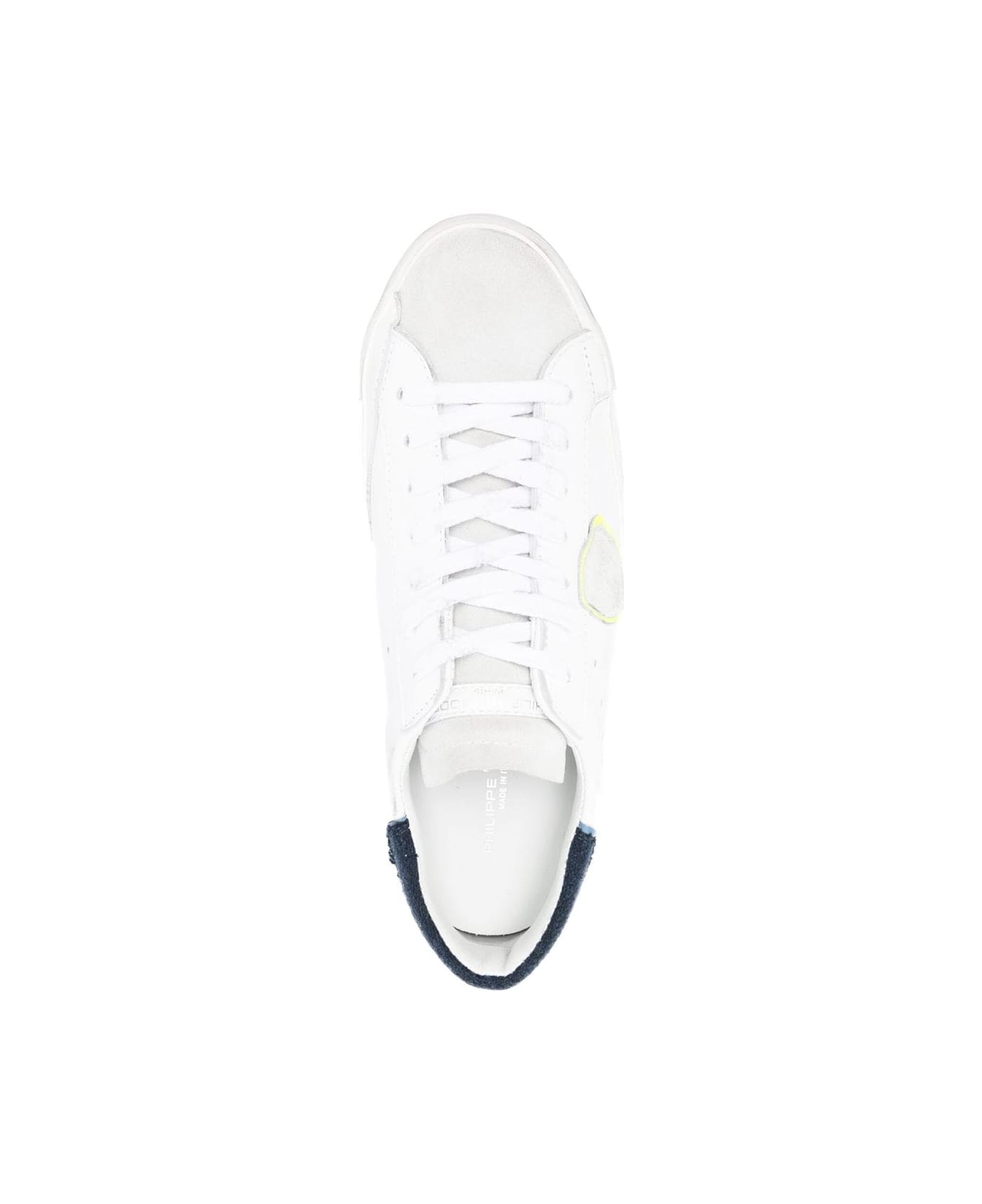 Philippe Model Prsx Low Man Sneakers - Veau Laine Blanc Bleu