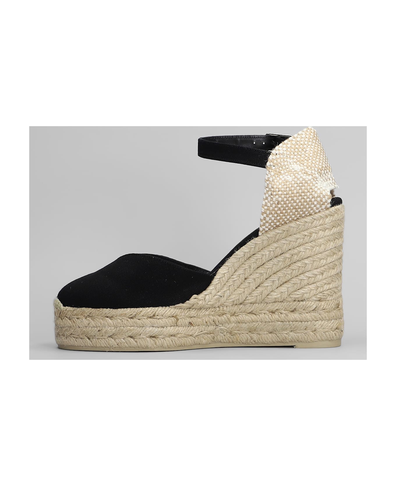 Castañer Chiarita-8ed-001 Wedges In Black Canvas - black