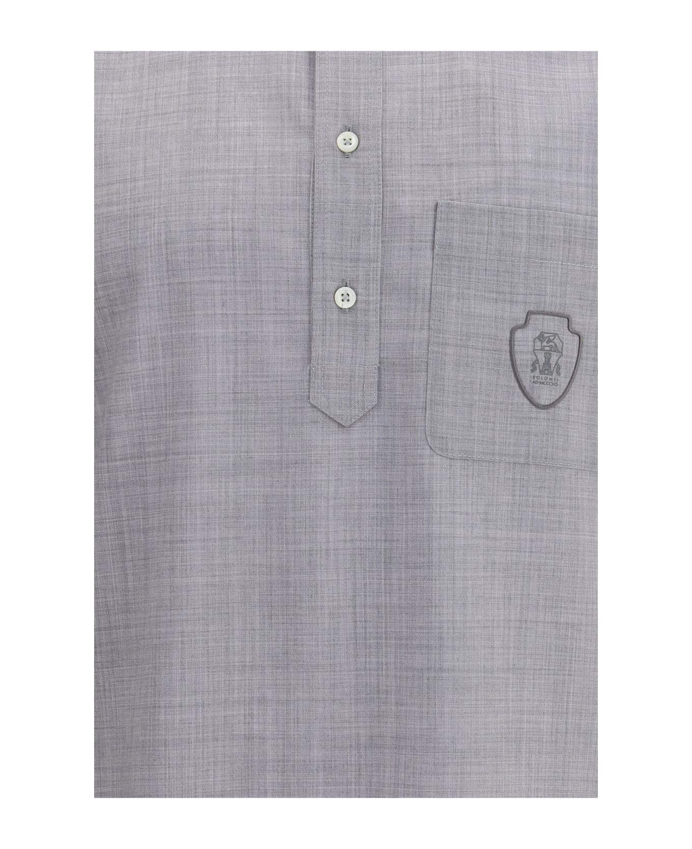 Brunello Cucinelli Virgin Wool Poplin Polo Shirt