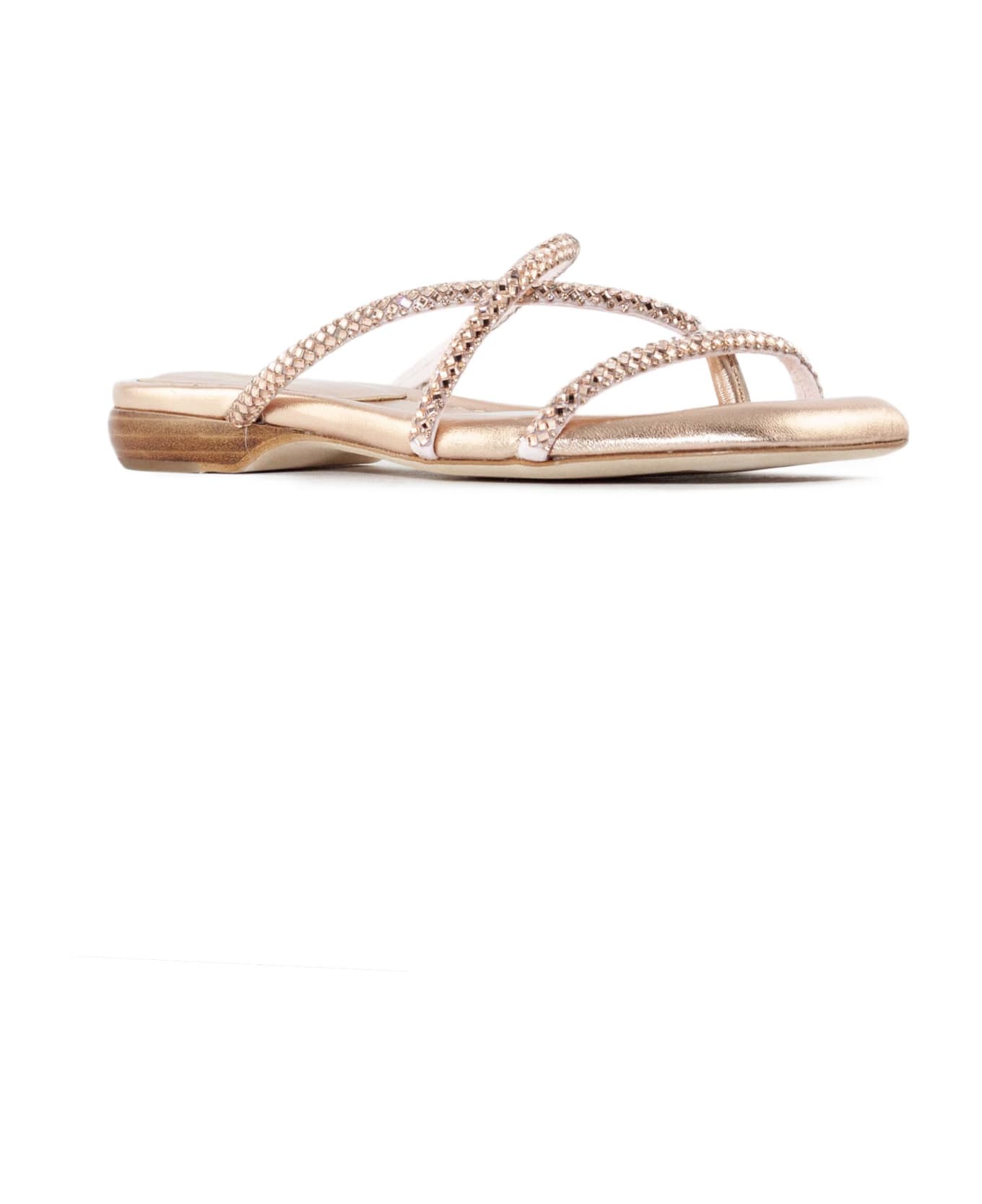 Ash Gold-tone Leather Rubis Low Sandals - Golden サンダル