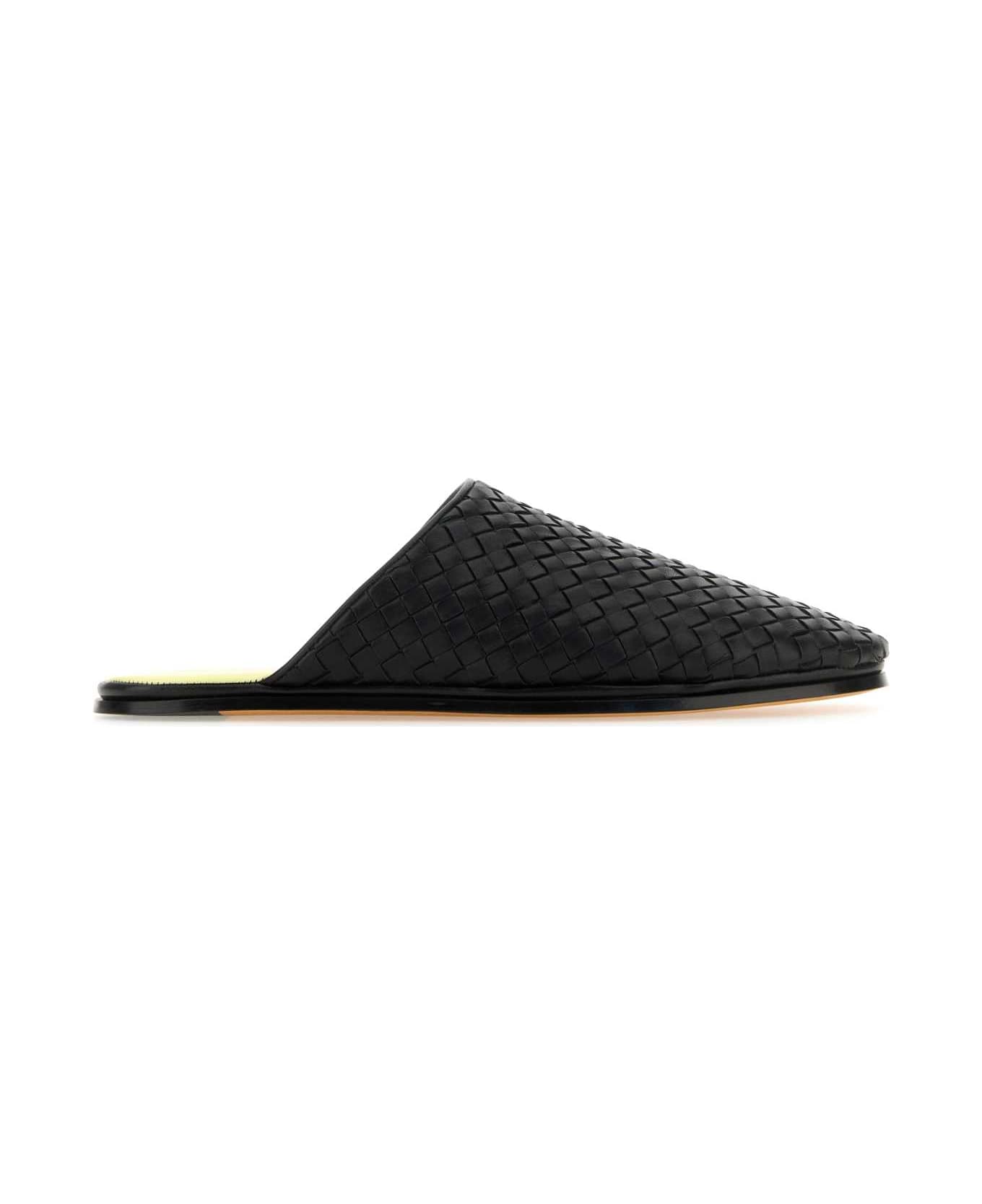 Bottega Veneta Black Nappa Leather Slippers - BLACKPINEAPPLE