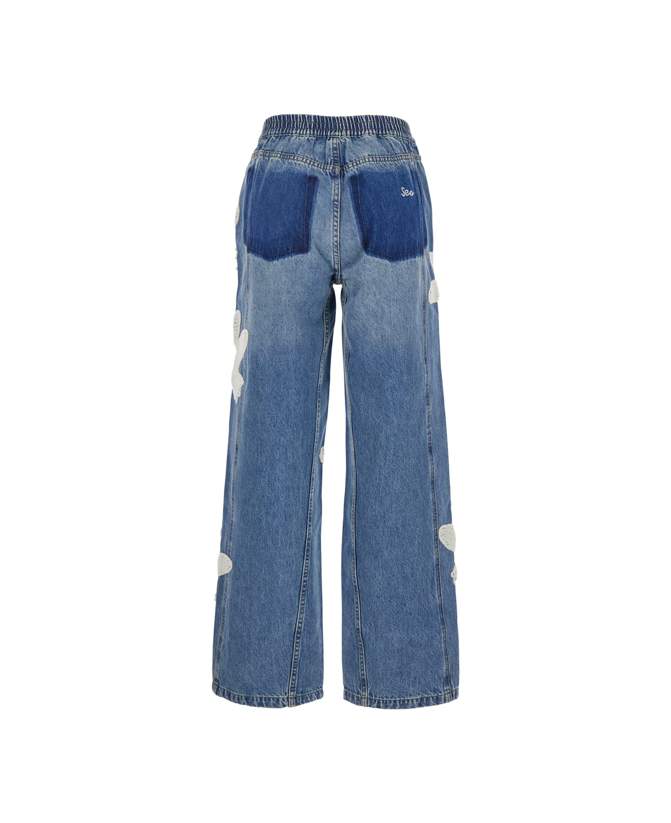 Sea New York 
payton
 Blue Jeans With All-over Crochet Birds In Cotton Blend Woman - Blu