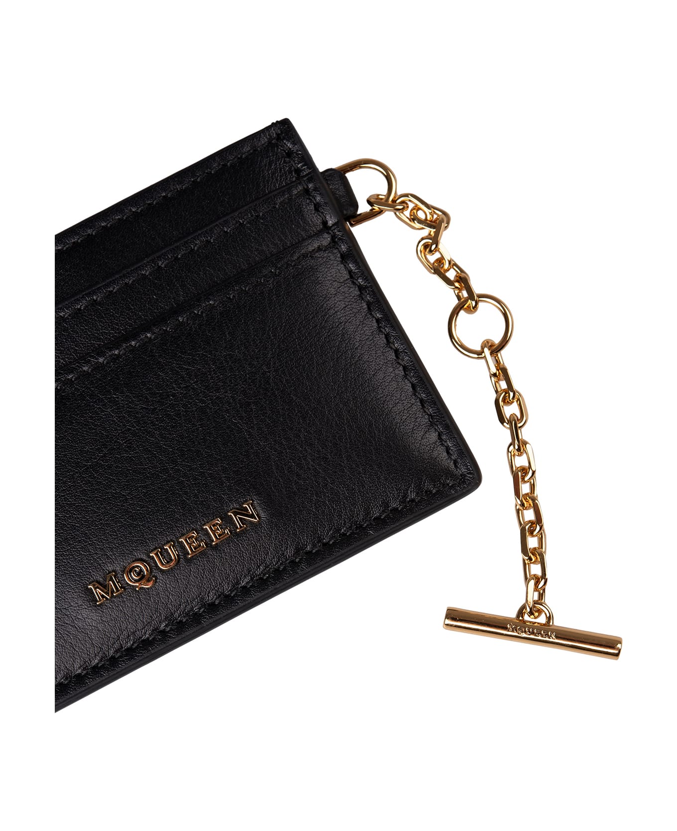 Alexander McQueen Sling Card Holder In Black And Gold - Black