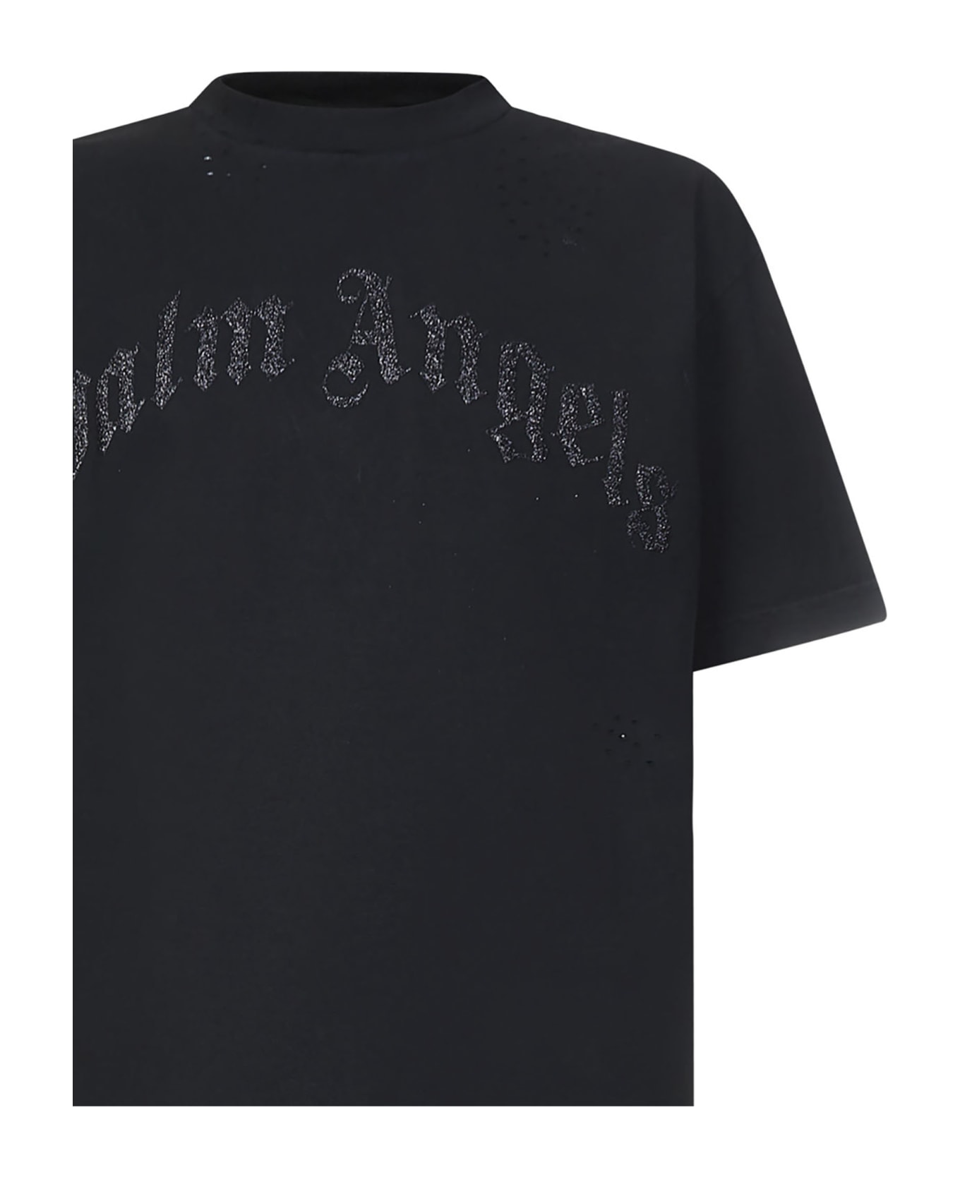 Palm Angels Glittered Logo T-shirt - Nero/nero