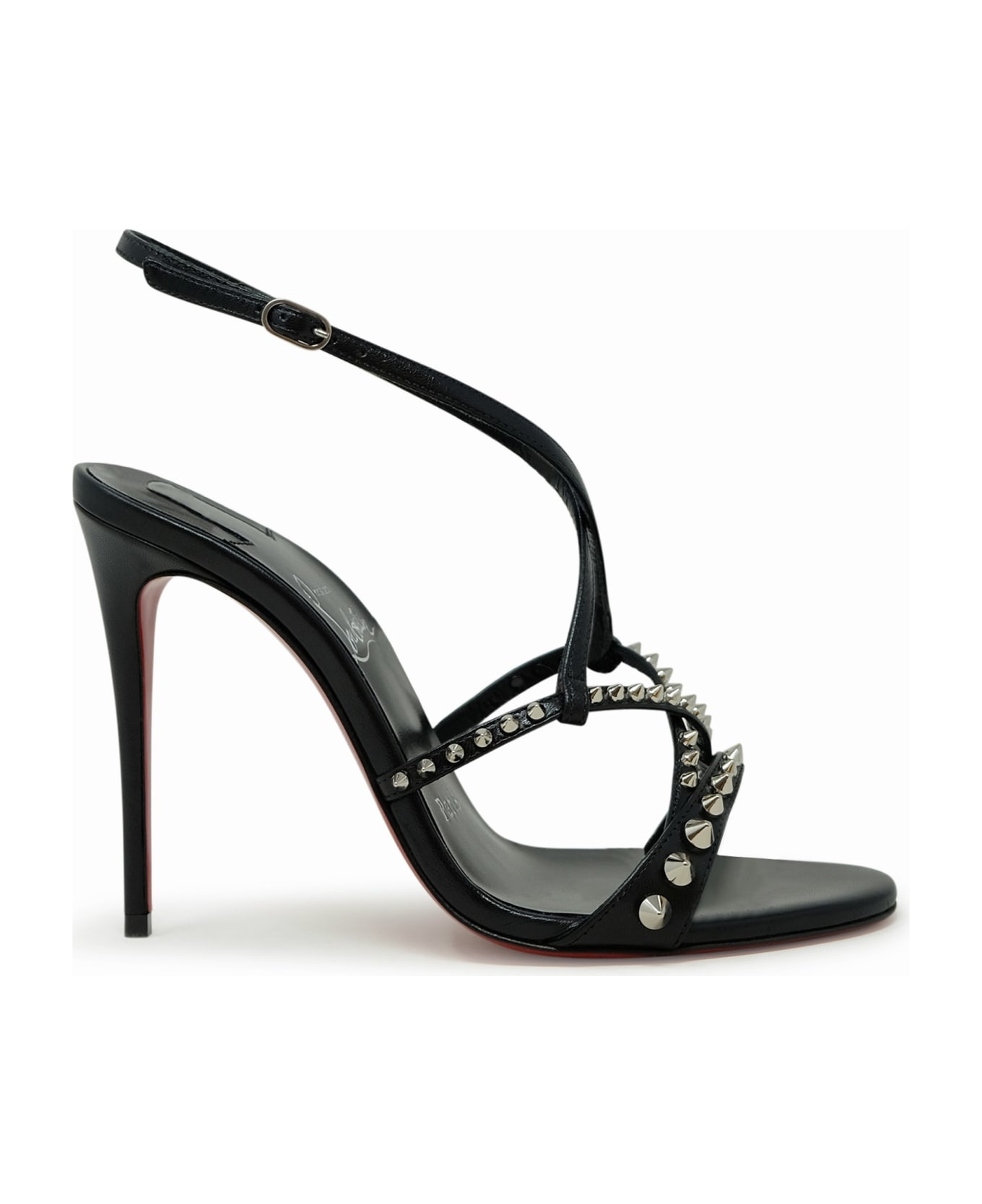 Christian Louboutin Black Leather Spikes Tatooshka 100 Pumps - BLACK