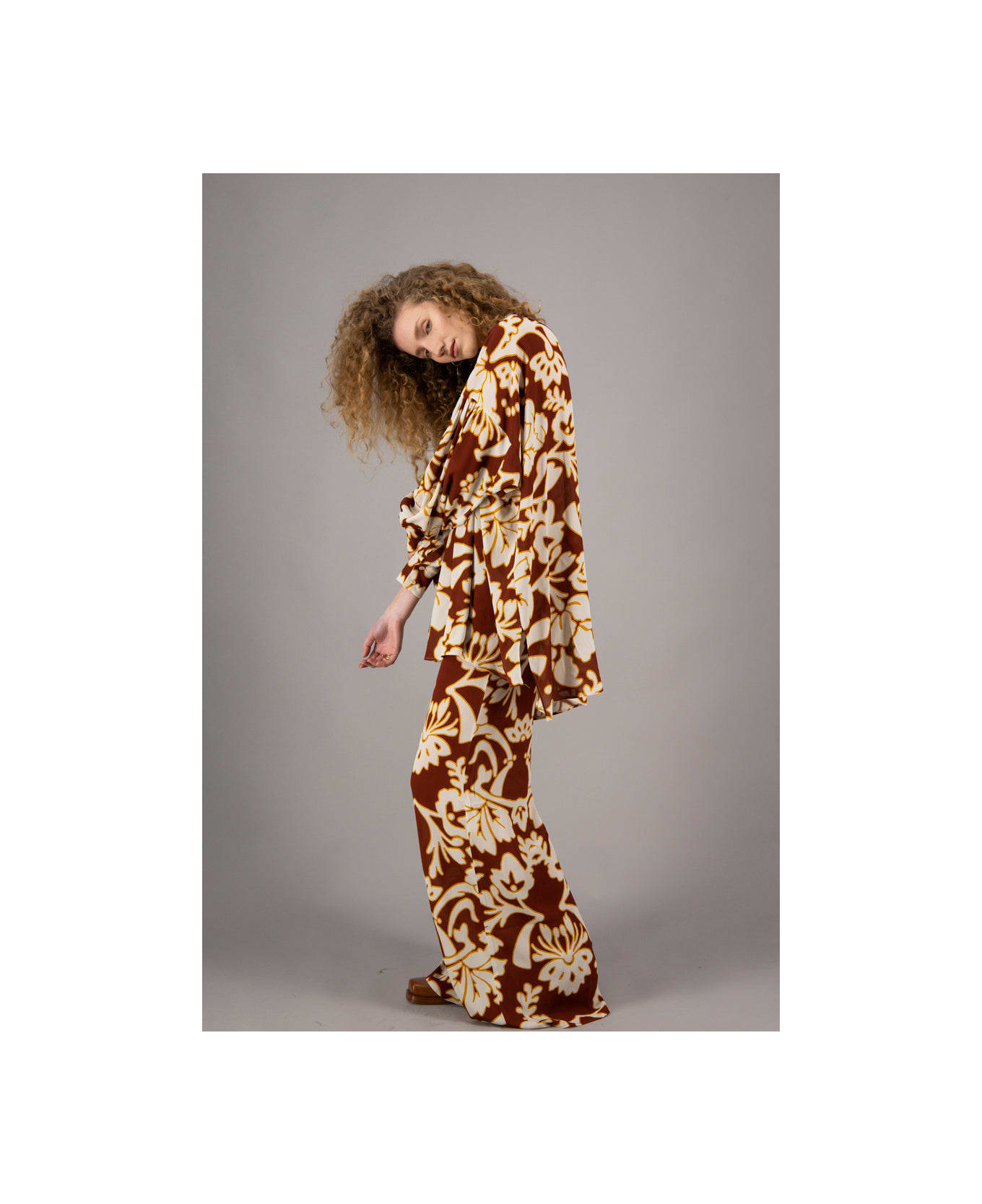 Amotea Carol In Flowerd Burgundy Viscose - Burgundy