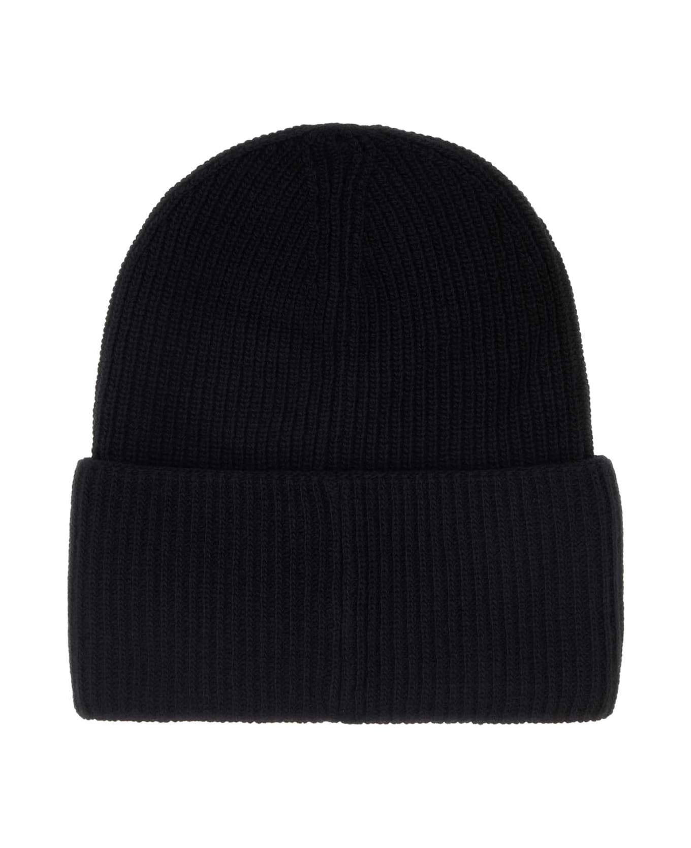 Moncler Black Wool Beanie Hat - 999