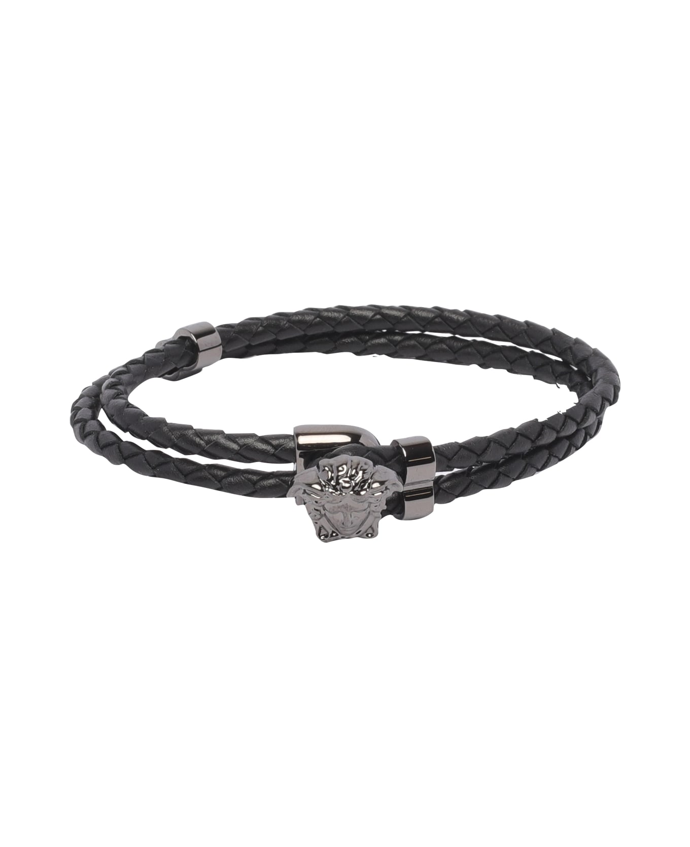 Versace 'la Medusa' Leather Bracelet - Black