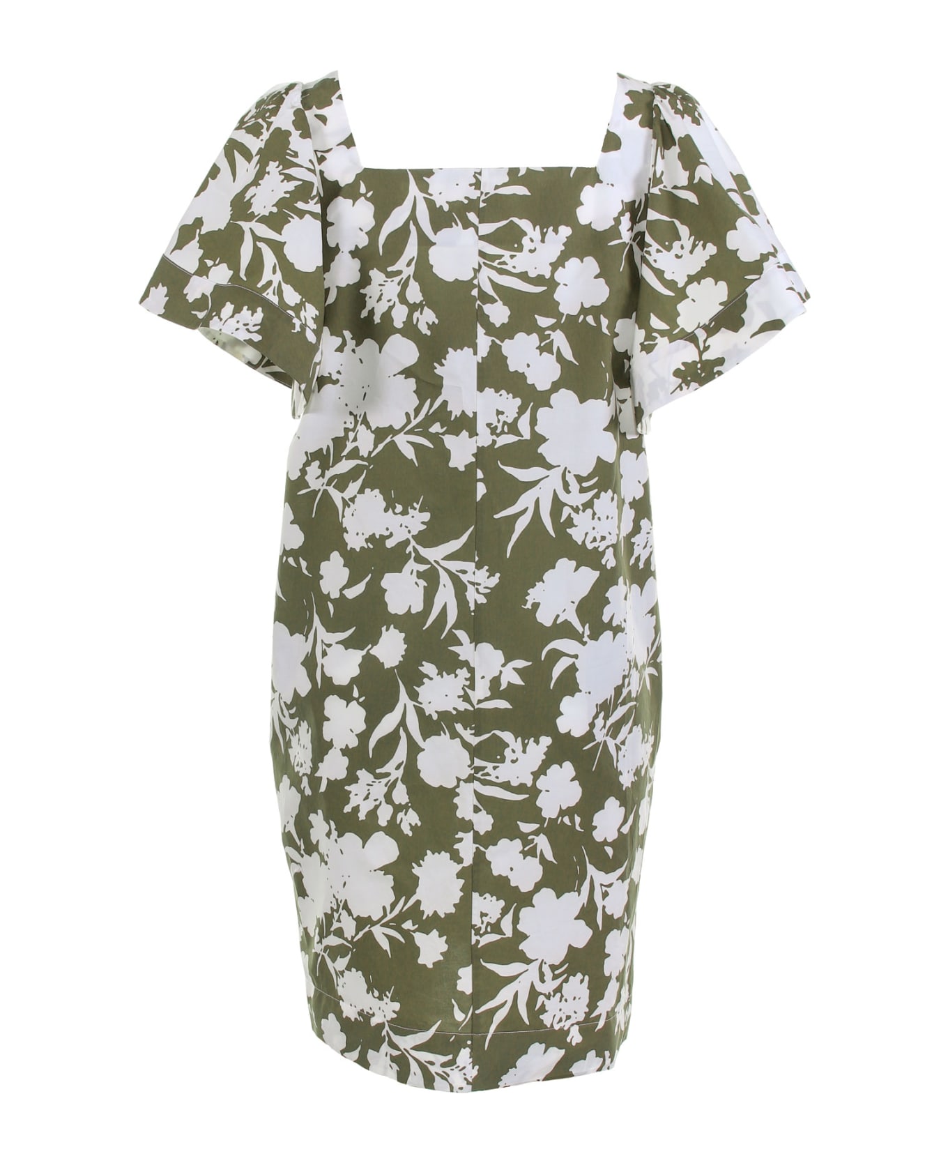 Barba Napoli Dress With Butterfly Sleeve - VERDE MILITARE