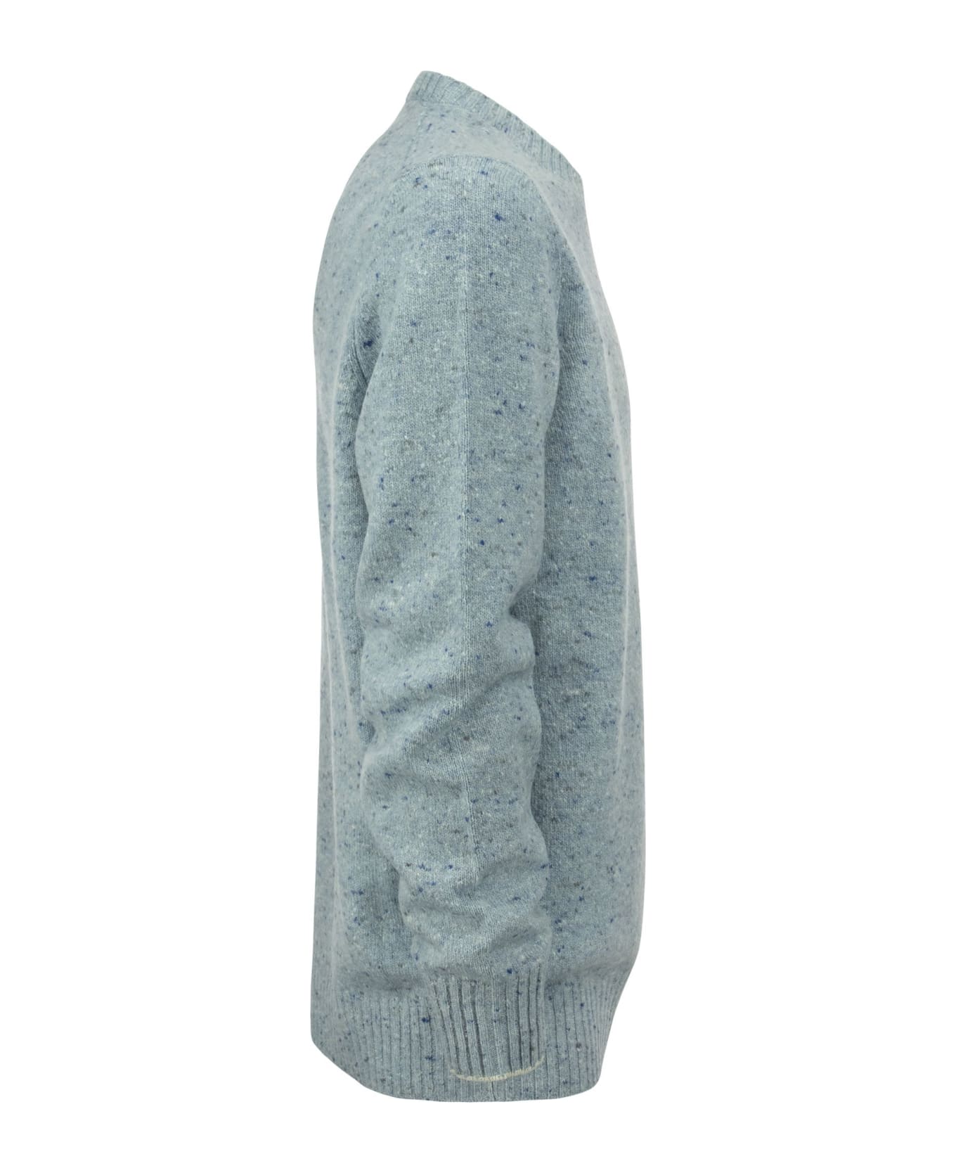 Brunello Cucinelli Crew-neck Sweater In Wool And Cashmere Mix - Light Blue