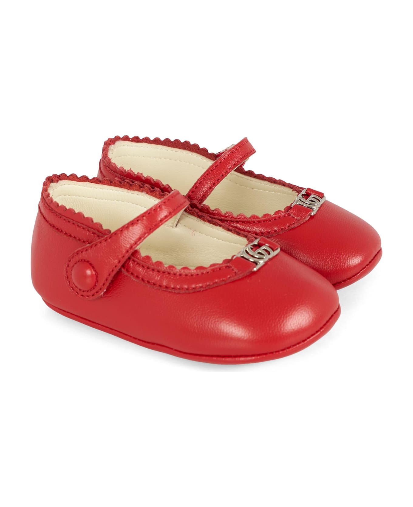 Gucci Red Ballet Flats For Baby Girl With Gg - Red