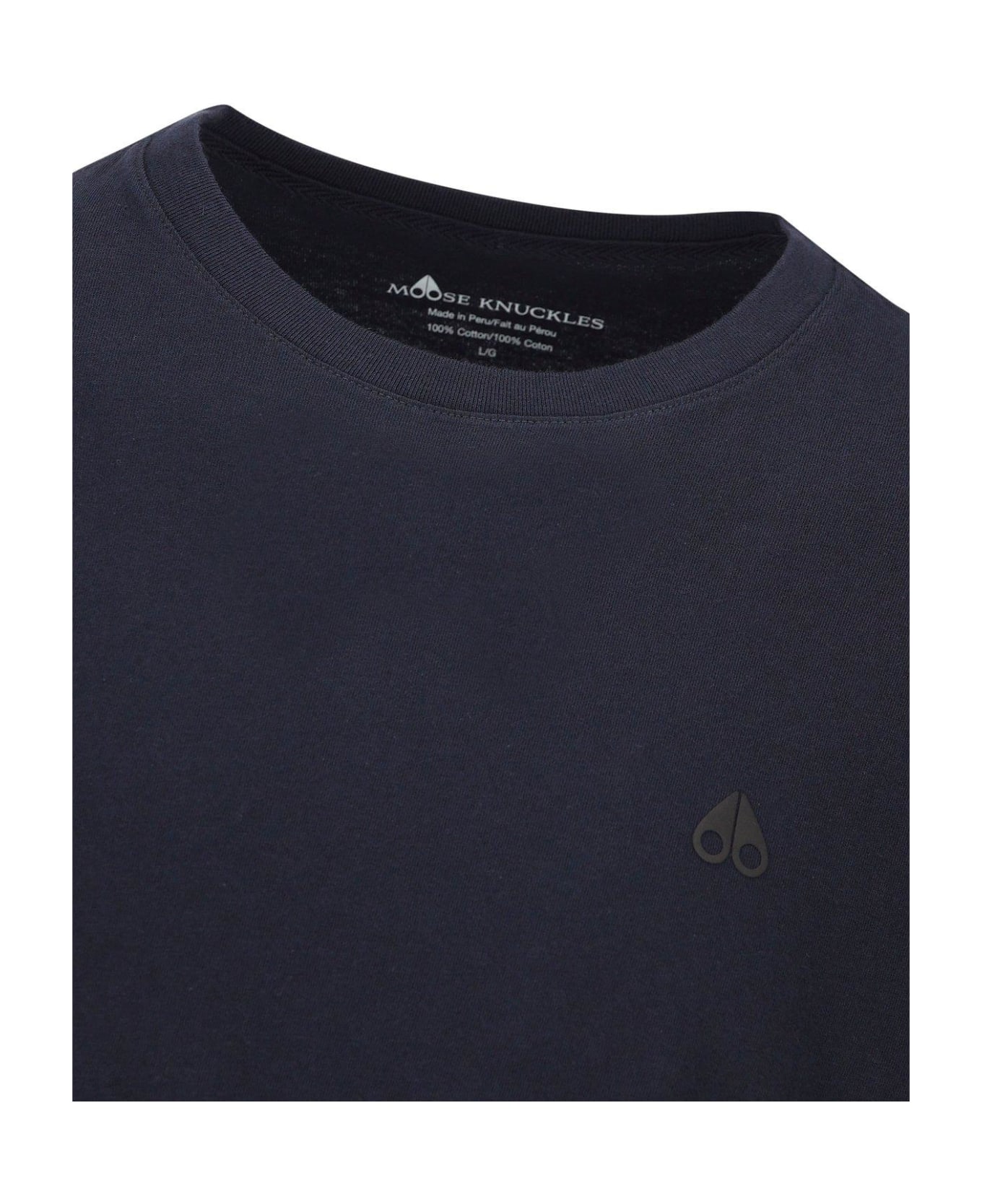 Moose Knuckles Logo Detailed Crewneck T-shirt - NAVY