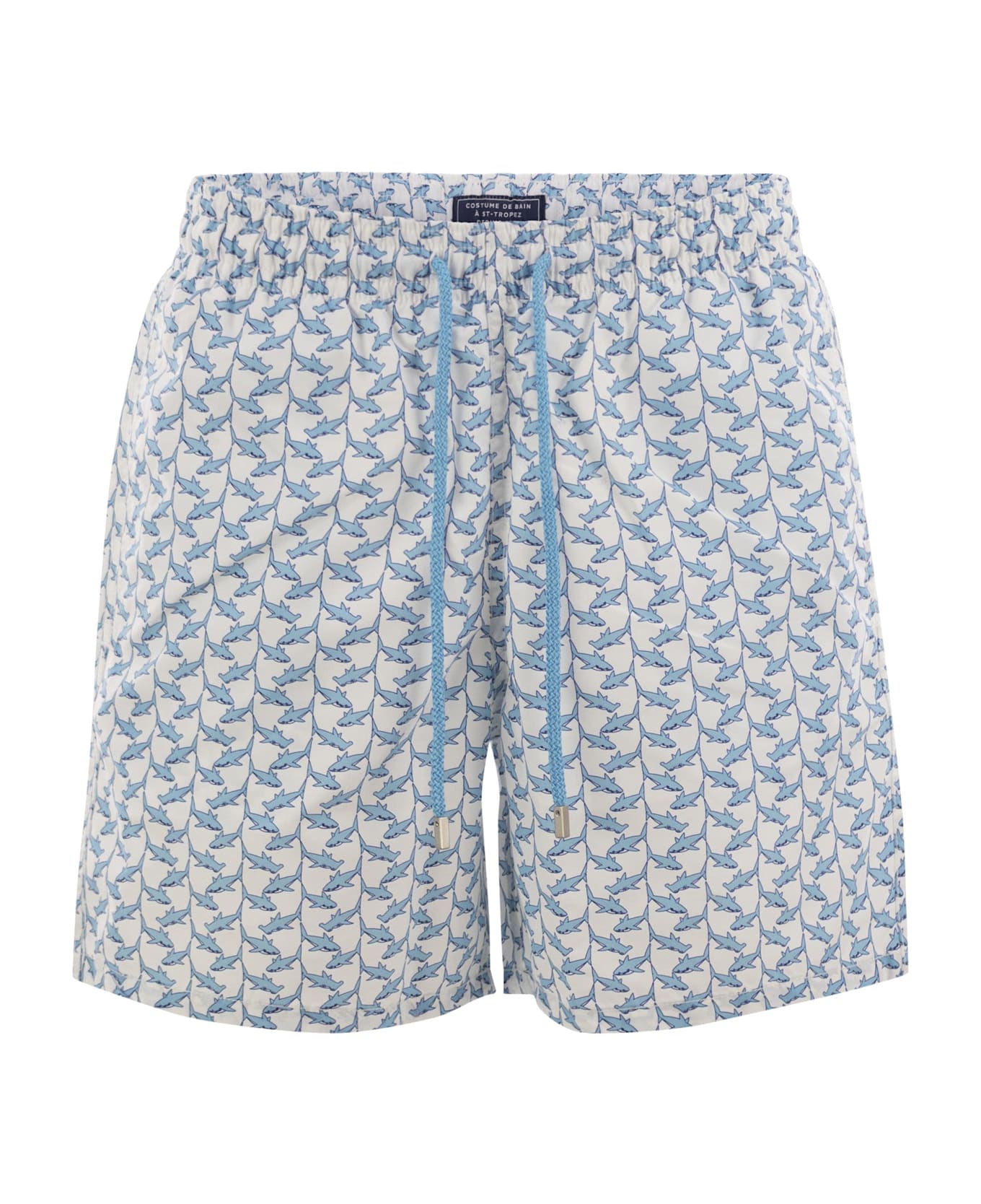 Vilebrequin Moorea - Patterned Beach Shorts - White/light Blue